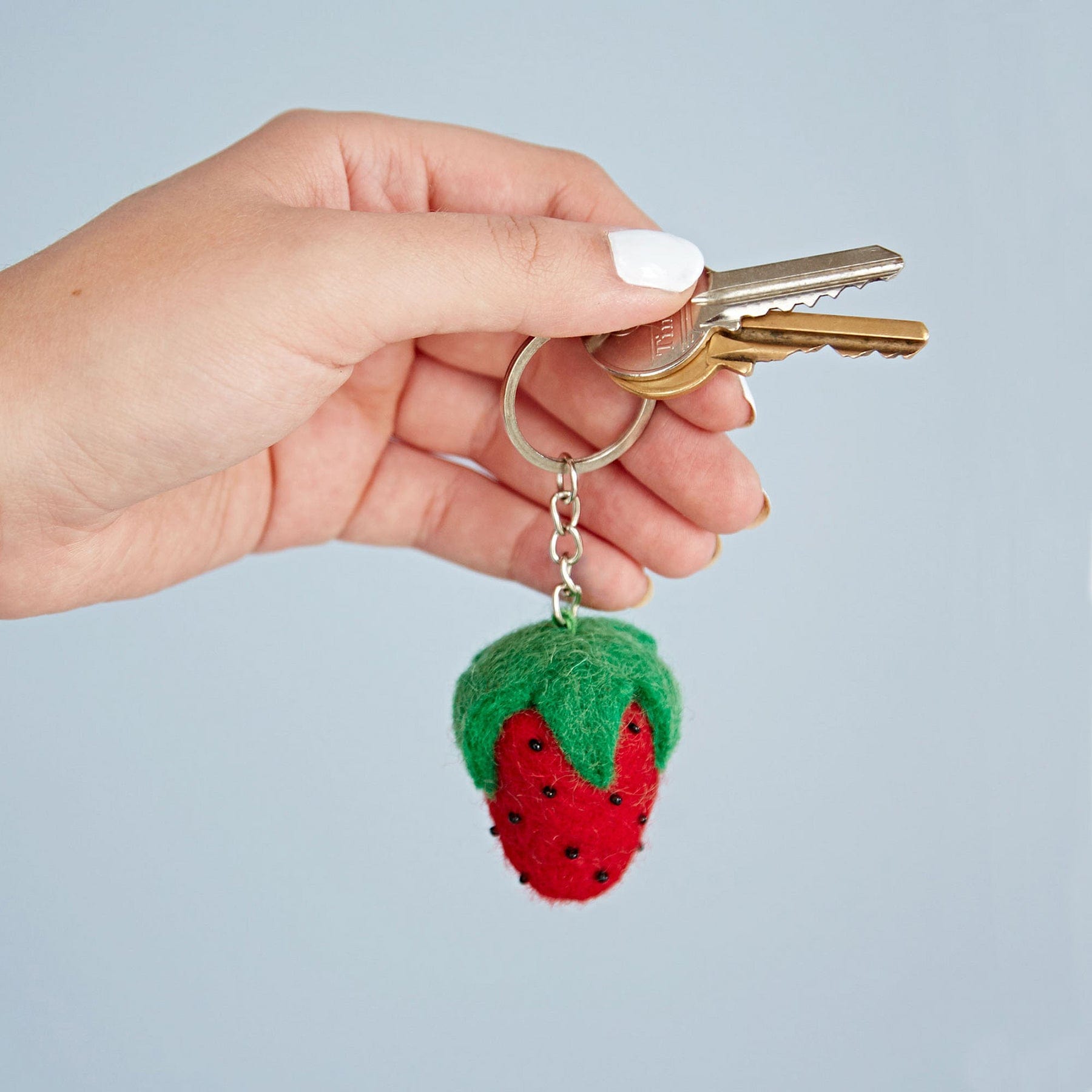 Felt strawberry keyring