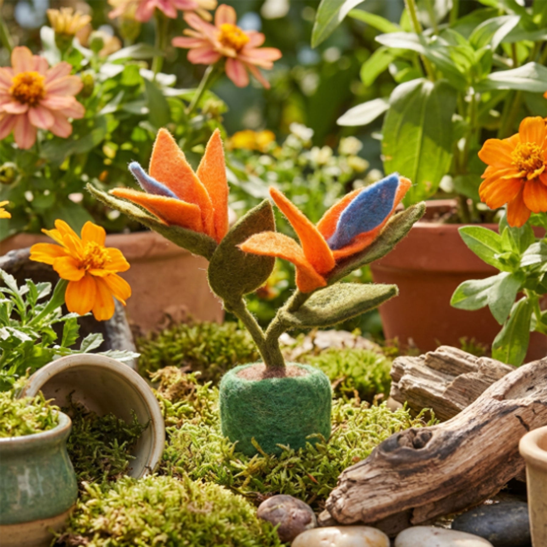 Felt bird of paradise plant decoration