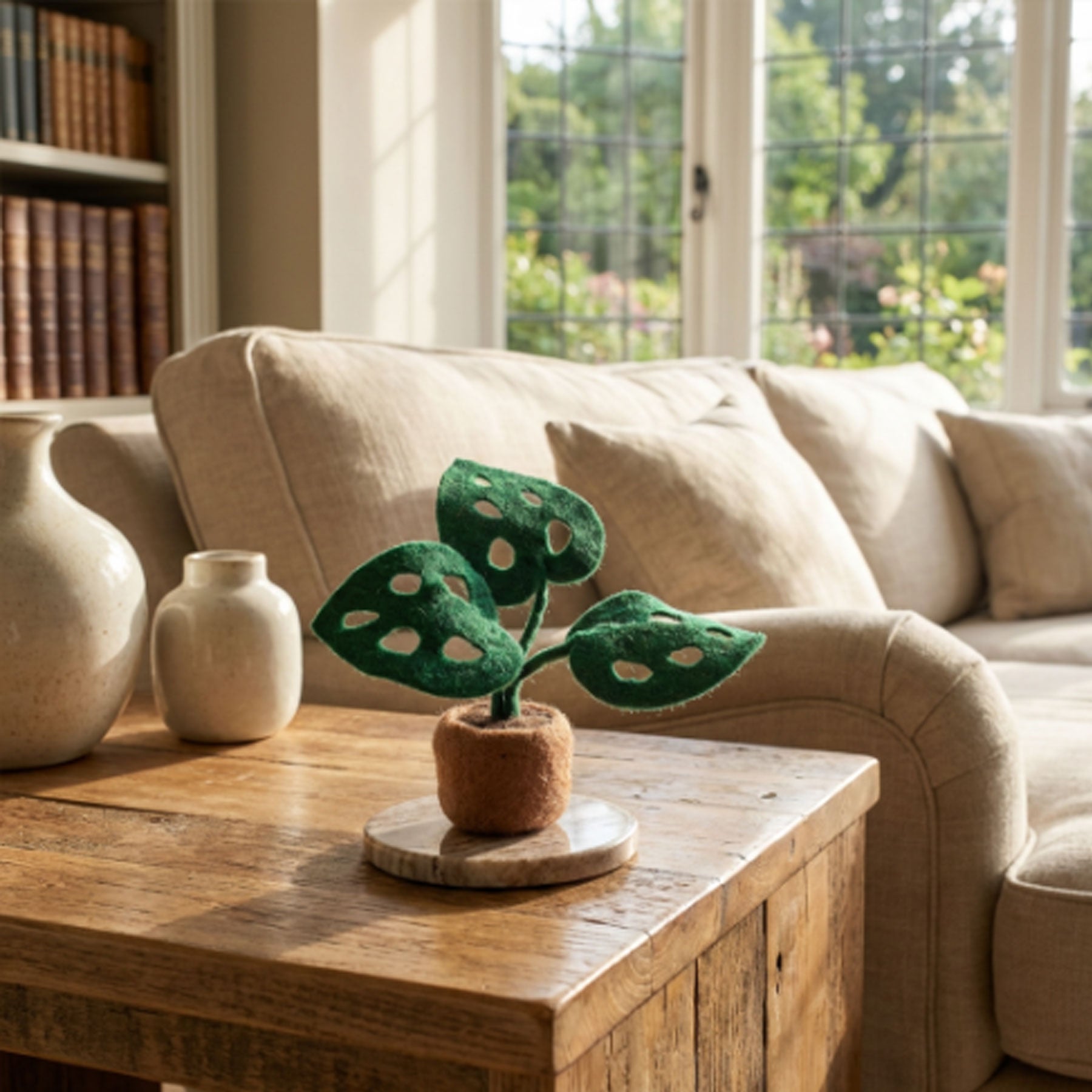 Felt monstera deliciosa plant decoration