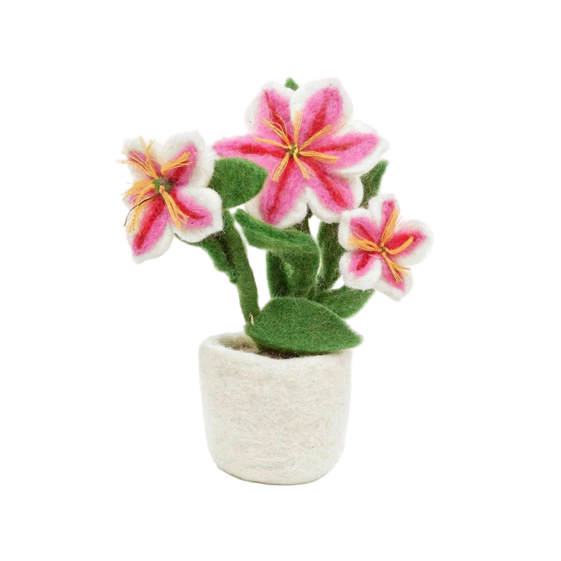 Felt pink lily pot decoration