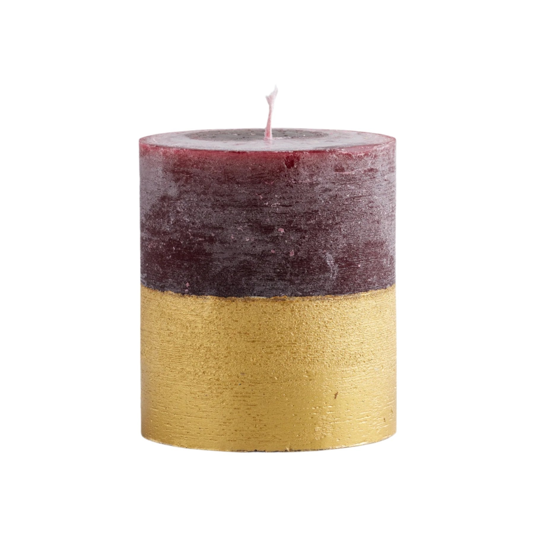 Figgy pudding gold half-dipped pillar candle