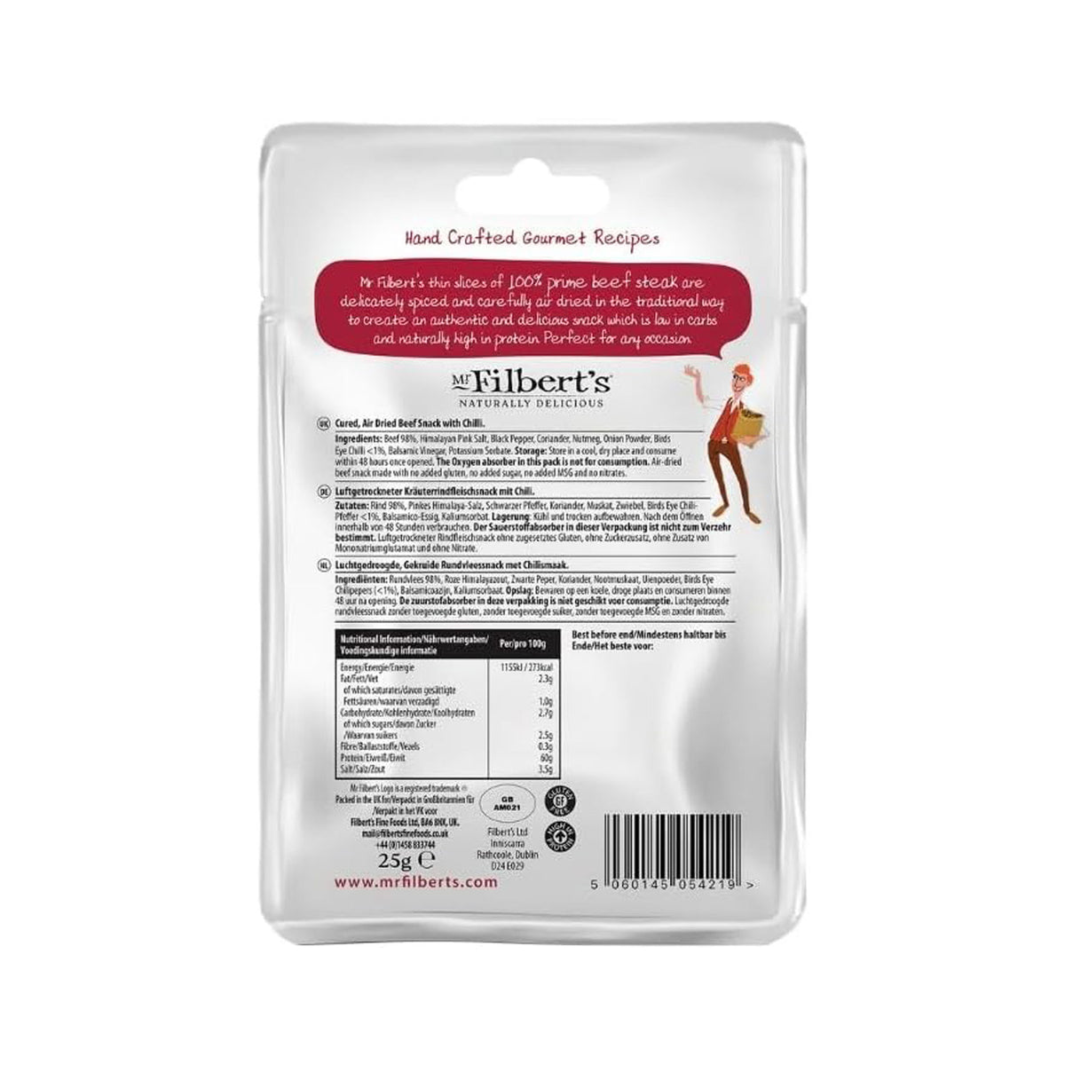 Filbert's chilli rub biltong 25g