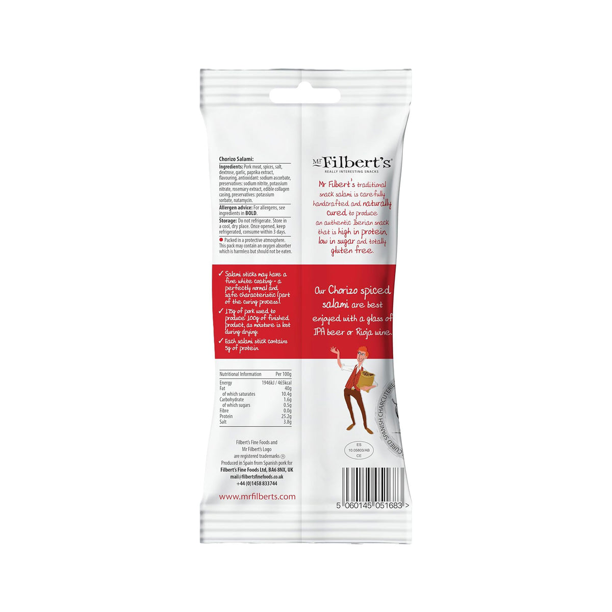 Filbert's snack salami chorizo 38g