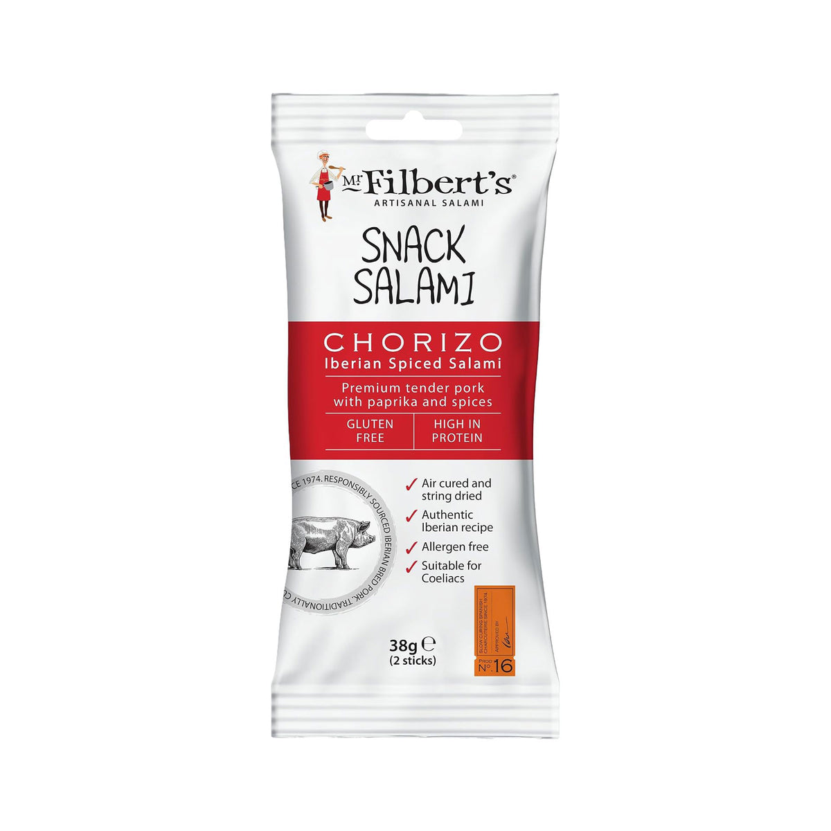 Filbert's snack salami chorizo 38g