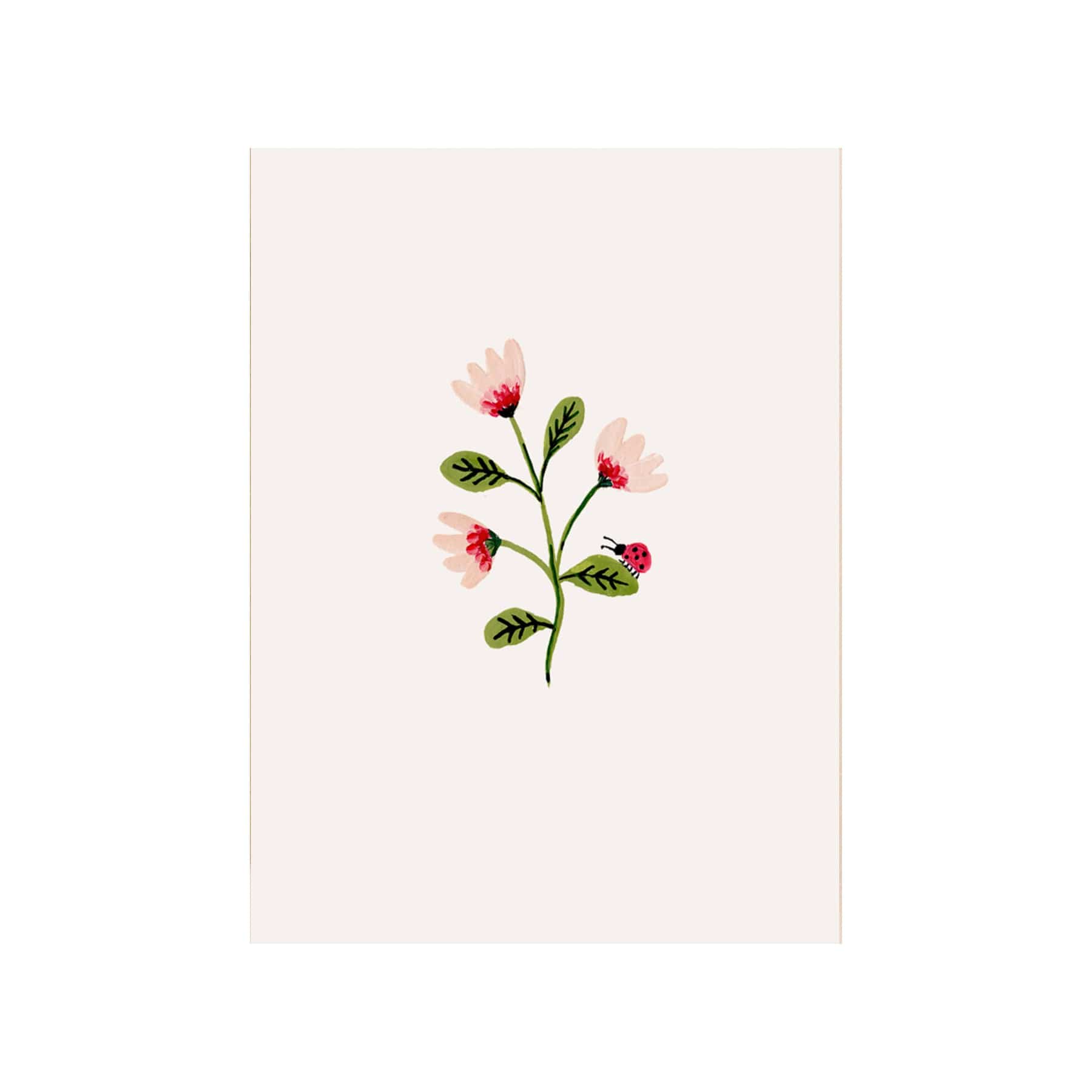 Flowers and ladybird mini greetings card