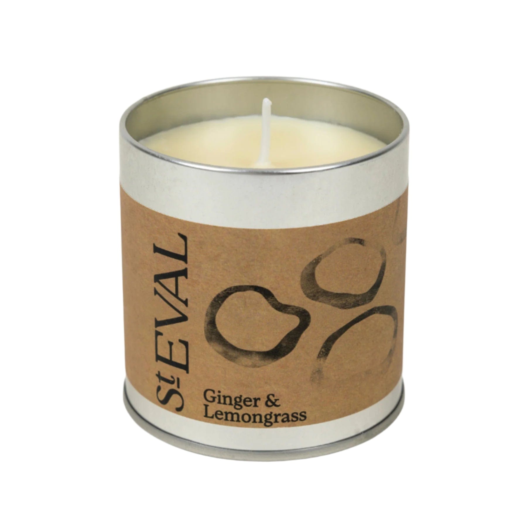 Ginger & lemongrass scented tin candle