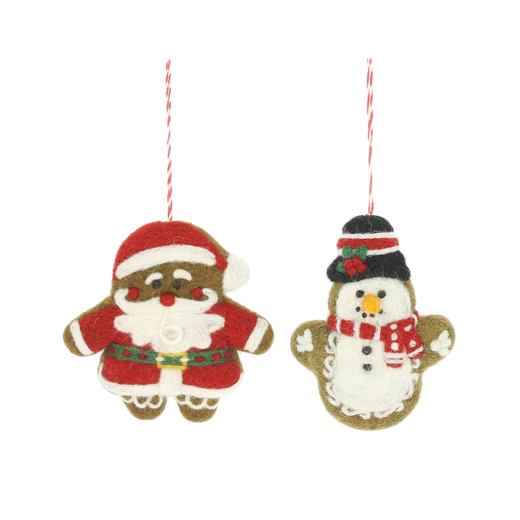 Gingerbread santa/snowman hanging decoration