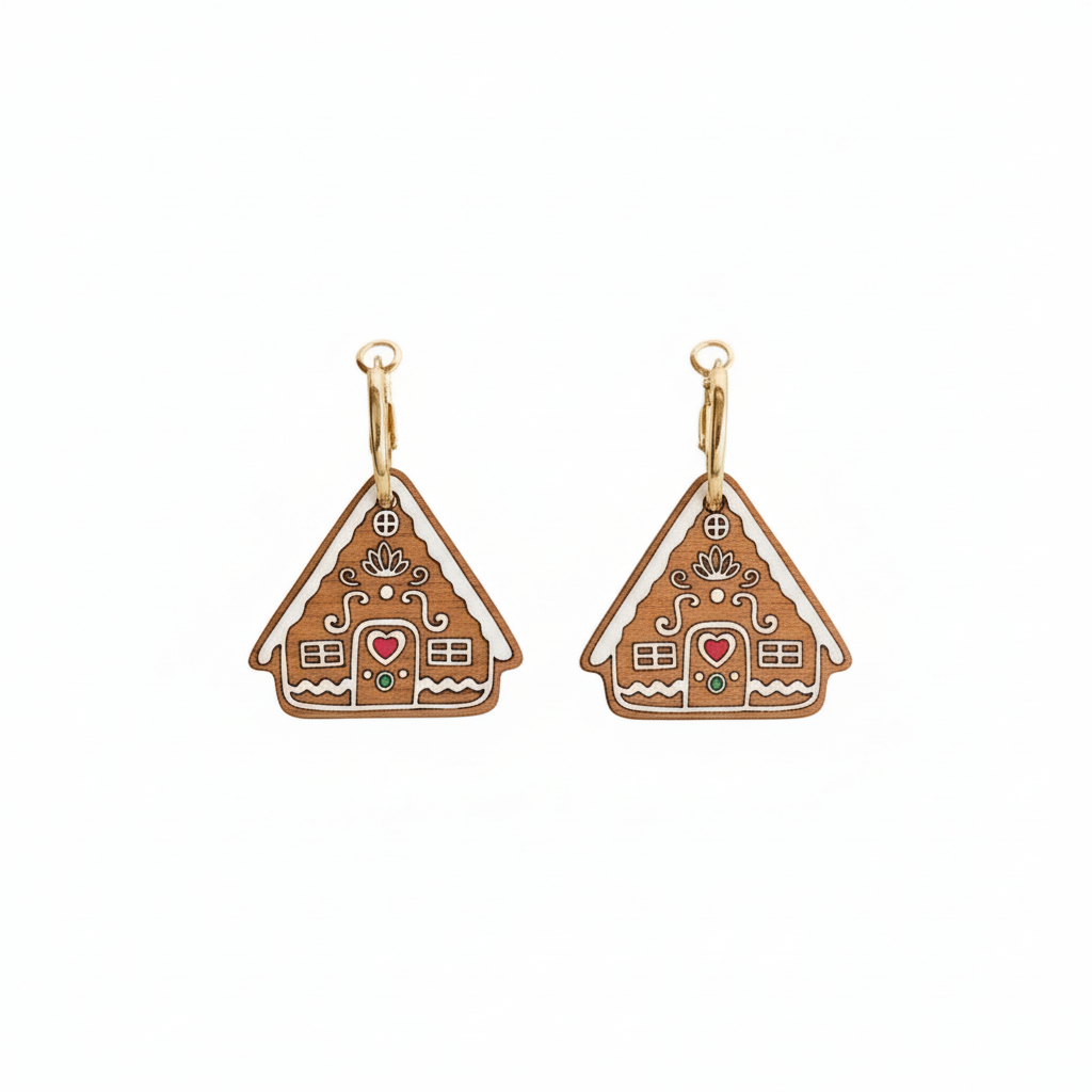 Gingerbread house hoop earrings