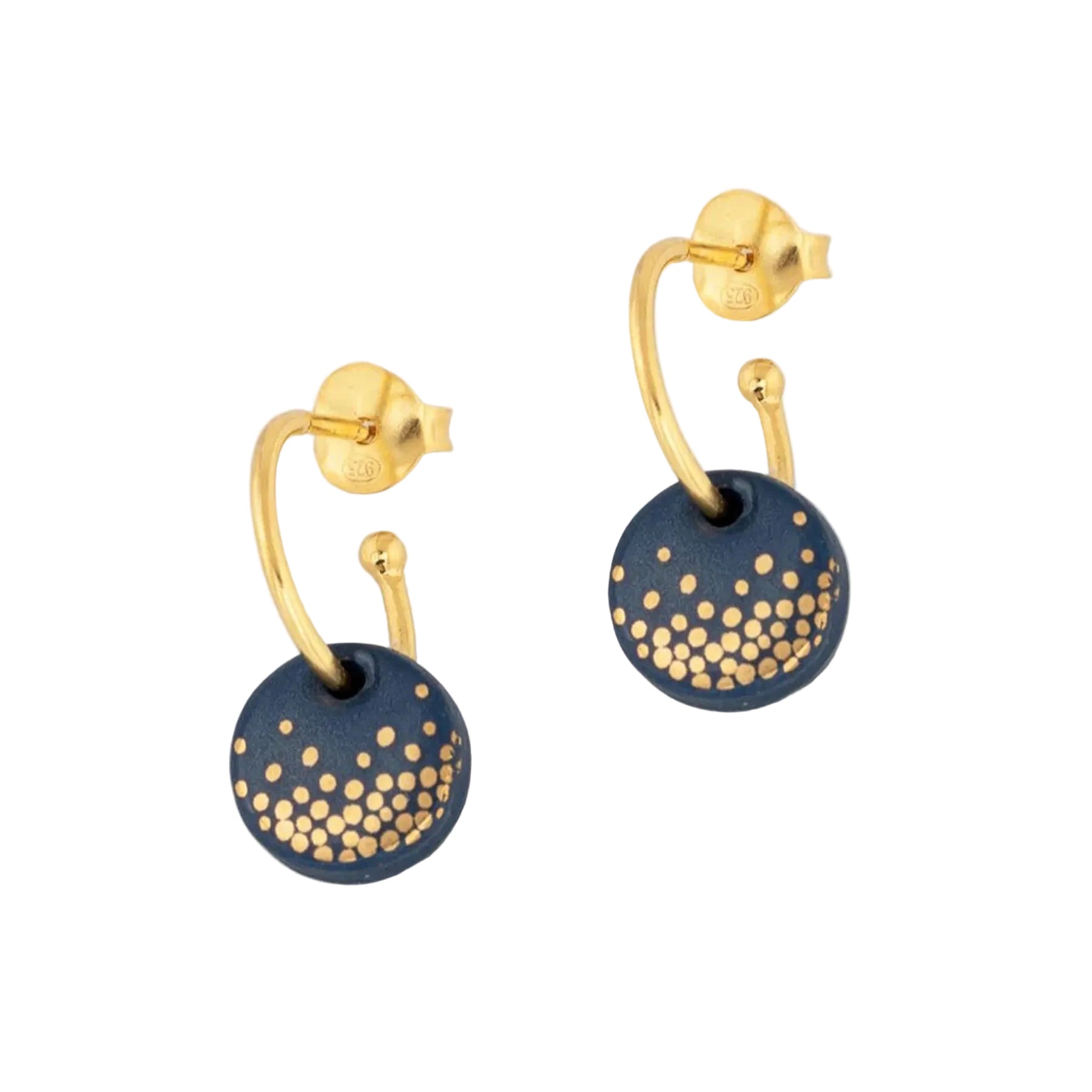 Porcelain gold mist cobalt earrings