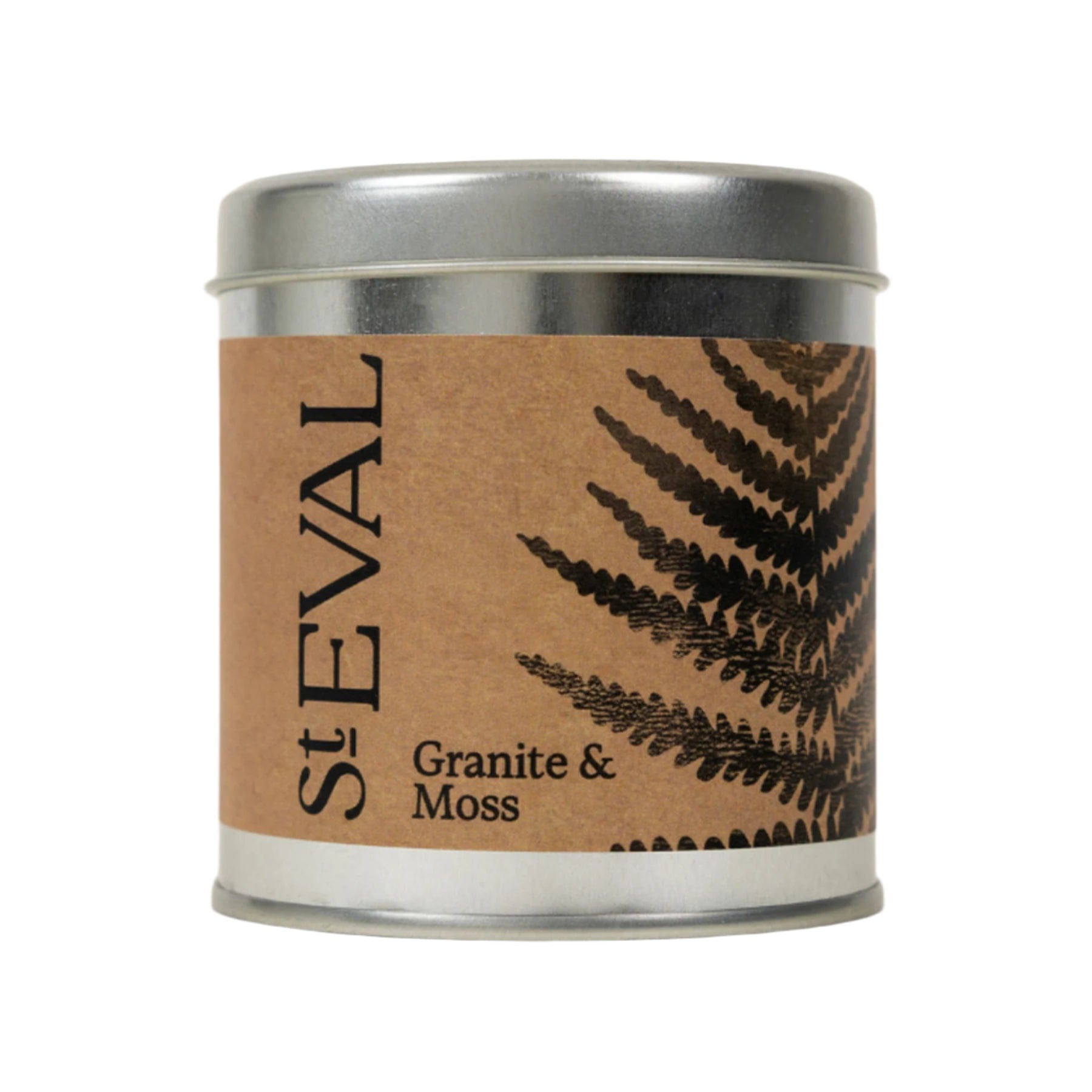 Granite & moss scented tin candle