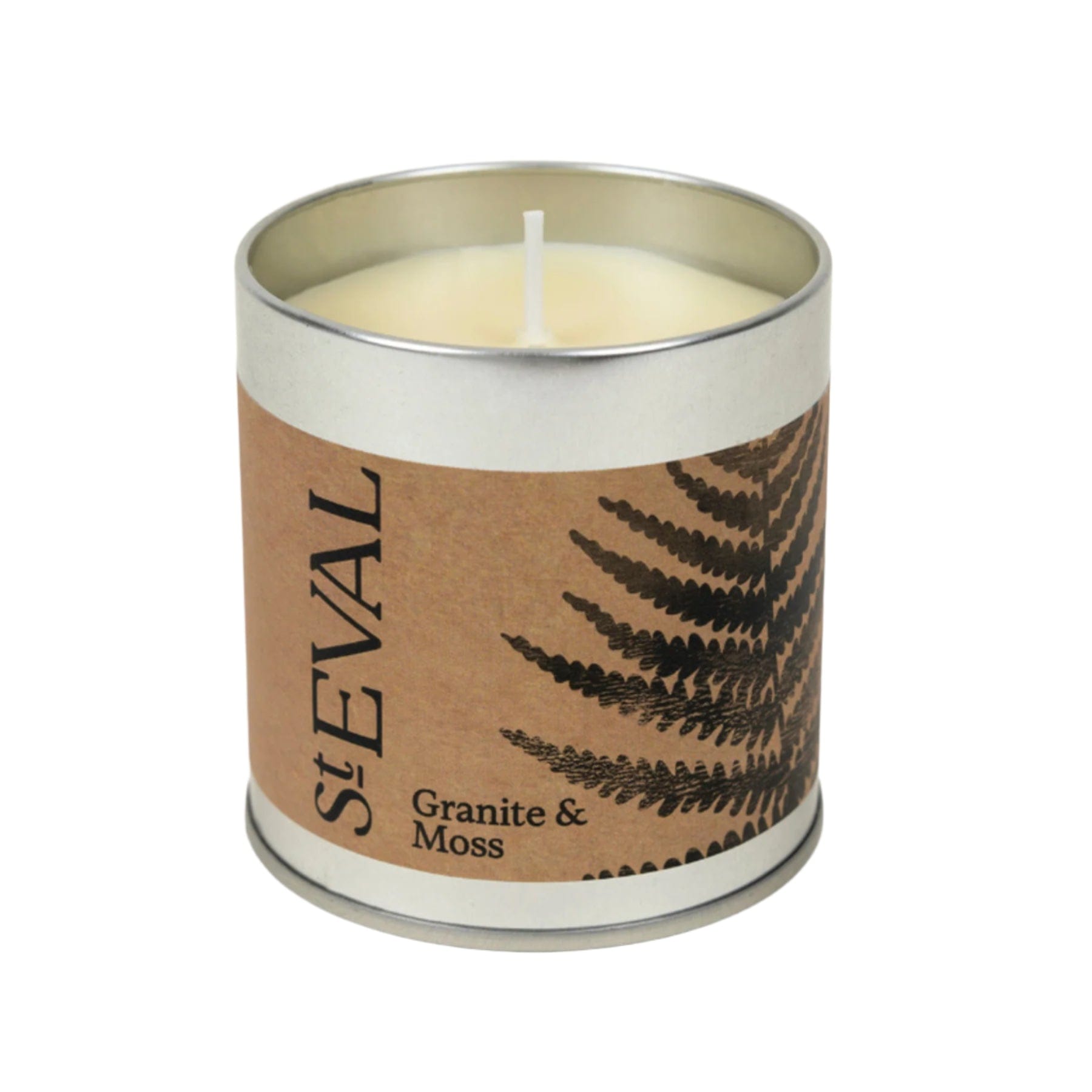 Granite & moss scented tin candle