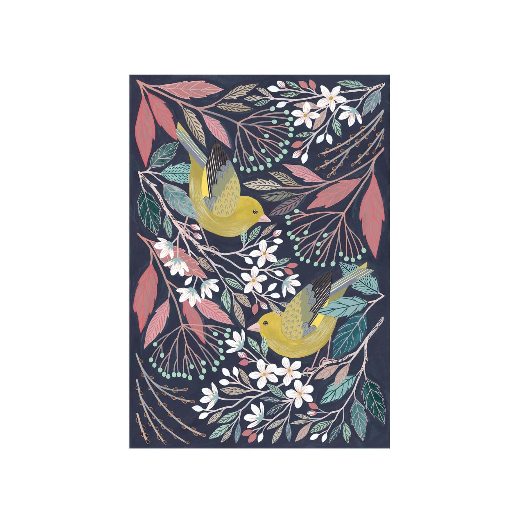 Greenfinches greetings card