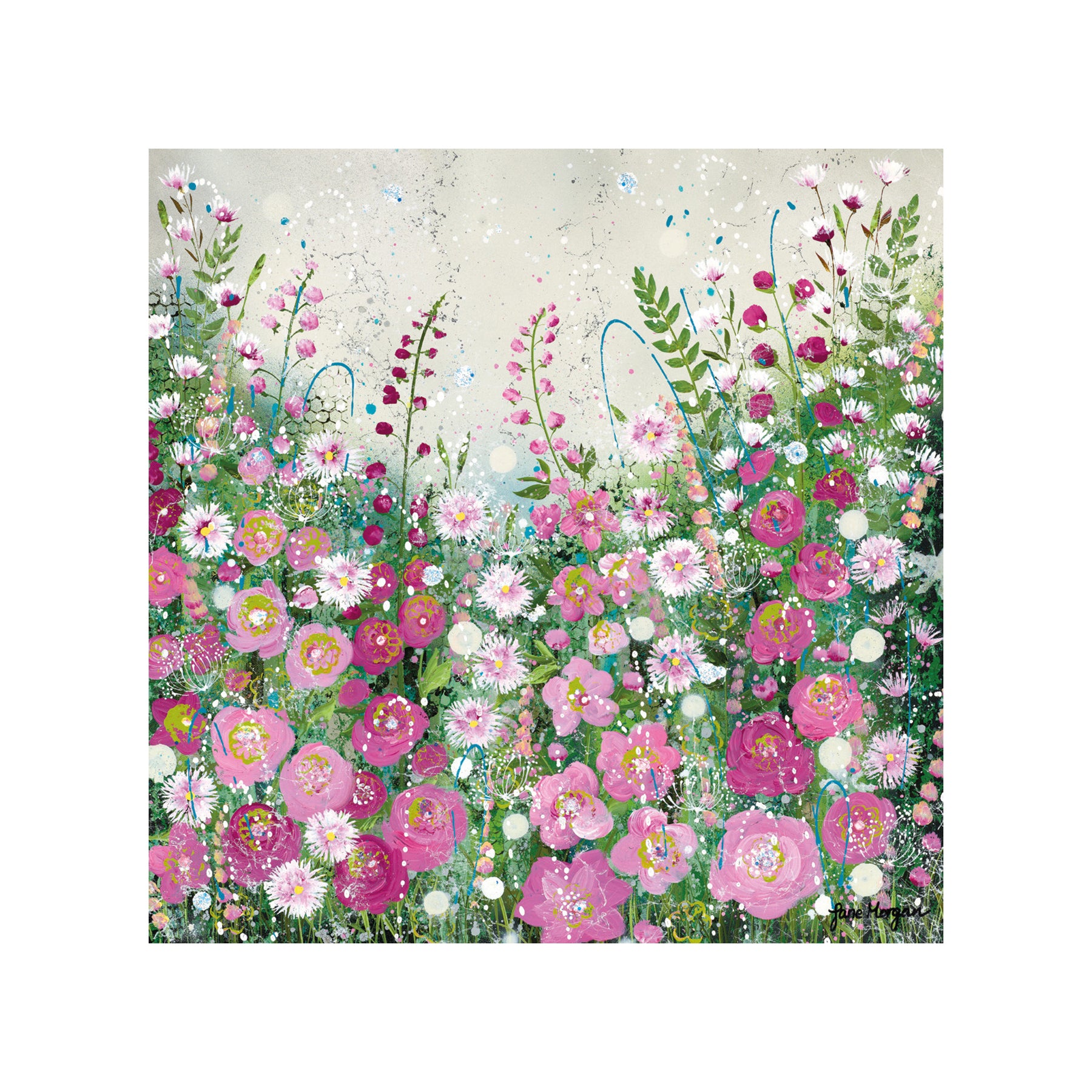 Hollyhocks greetings card