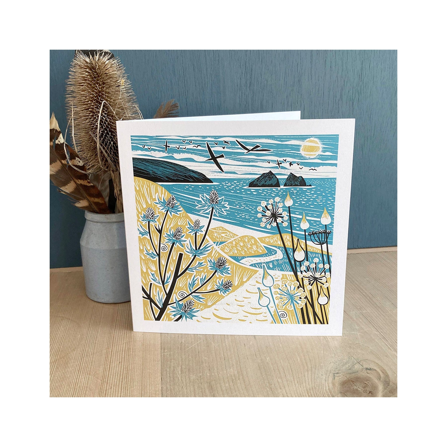 Holywell sea holly greetings card