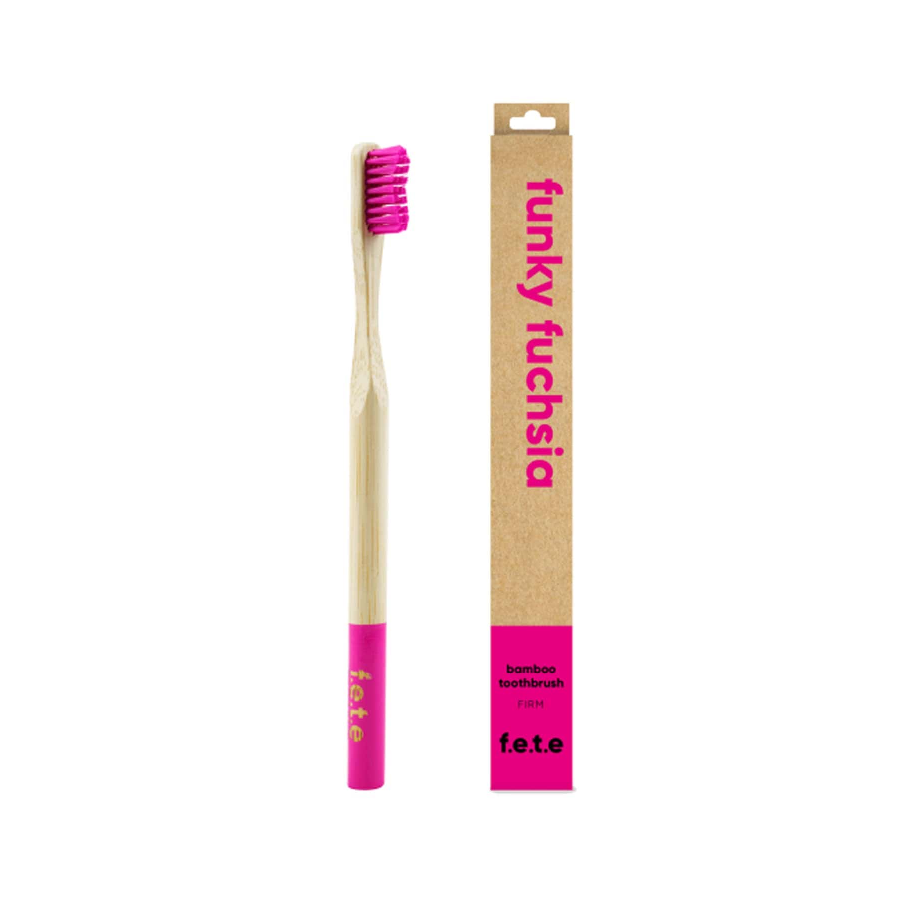 Bamboo toothbrush - firm hot pink