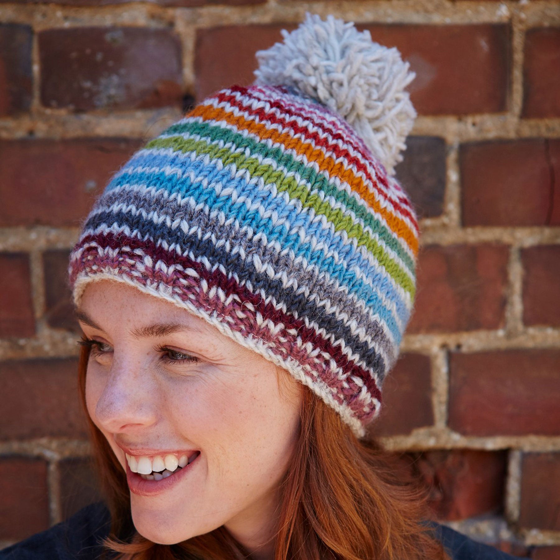 Hoxton stripe bobble beanie