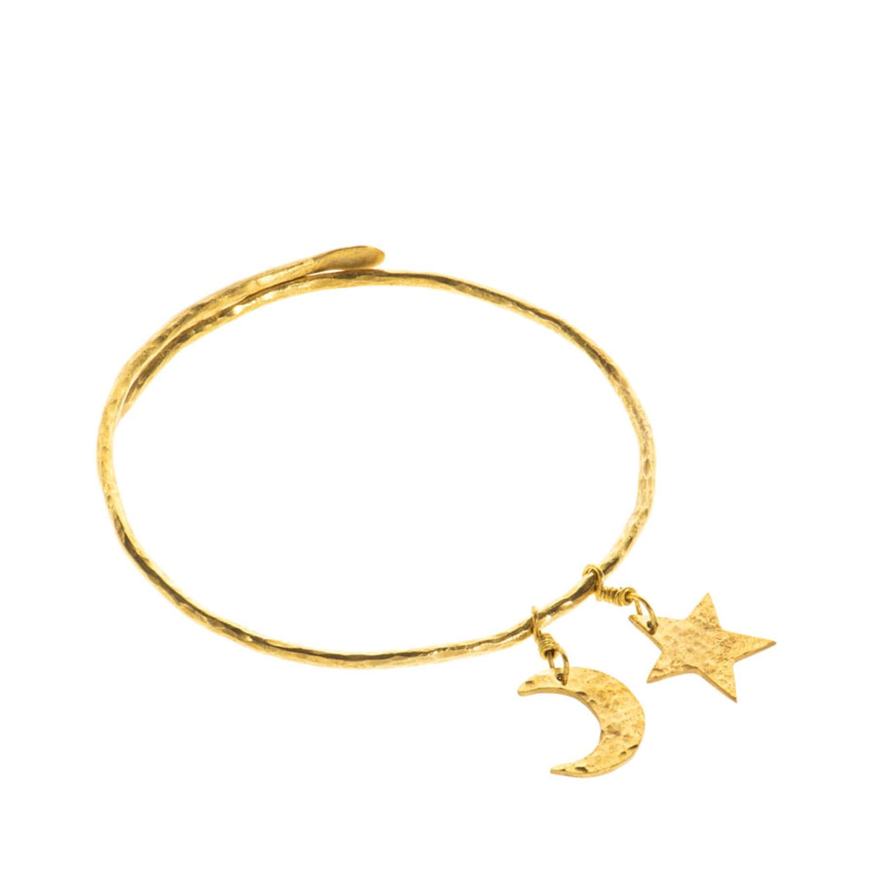 Hammered star bangle gold