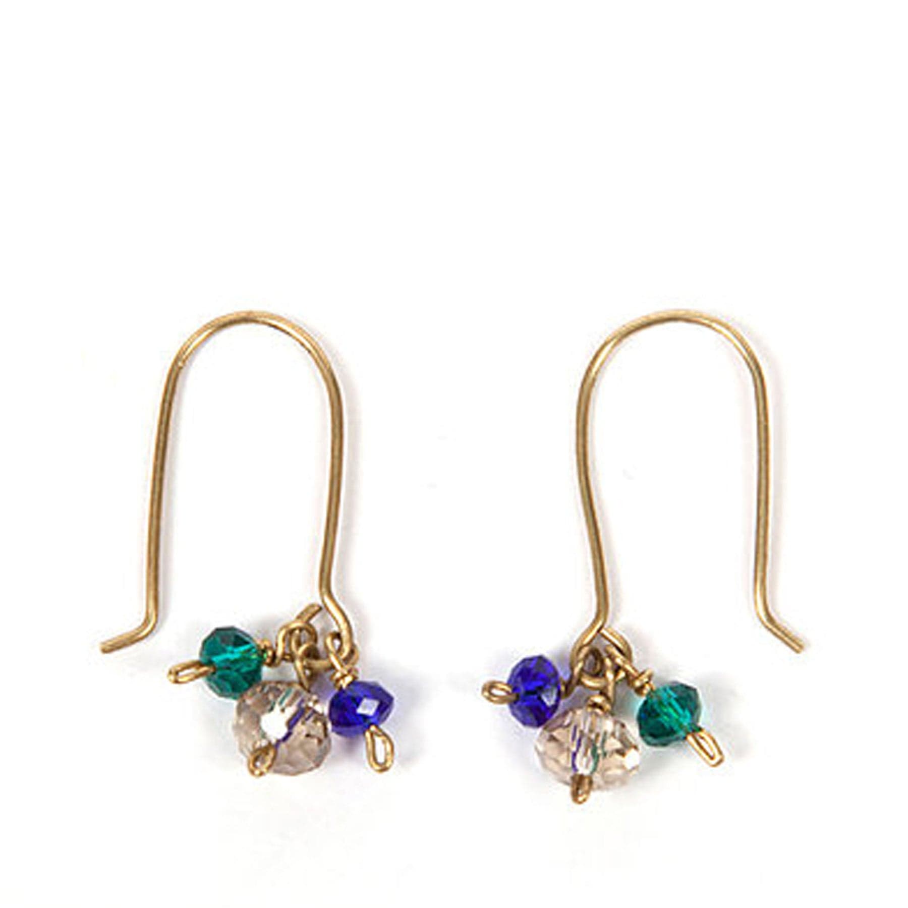 Brass temple bead earrings - sea
