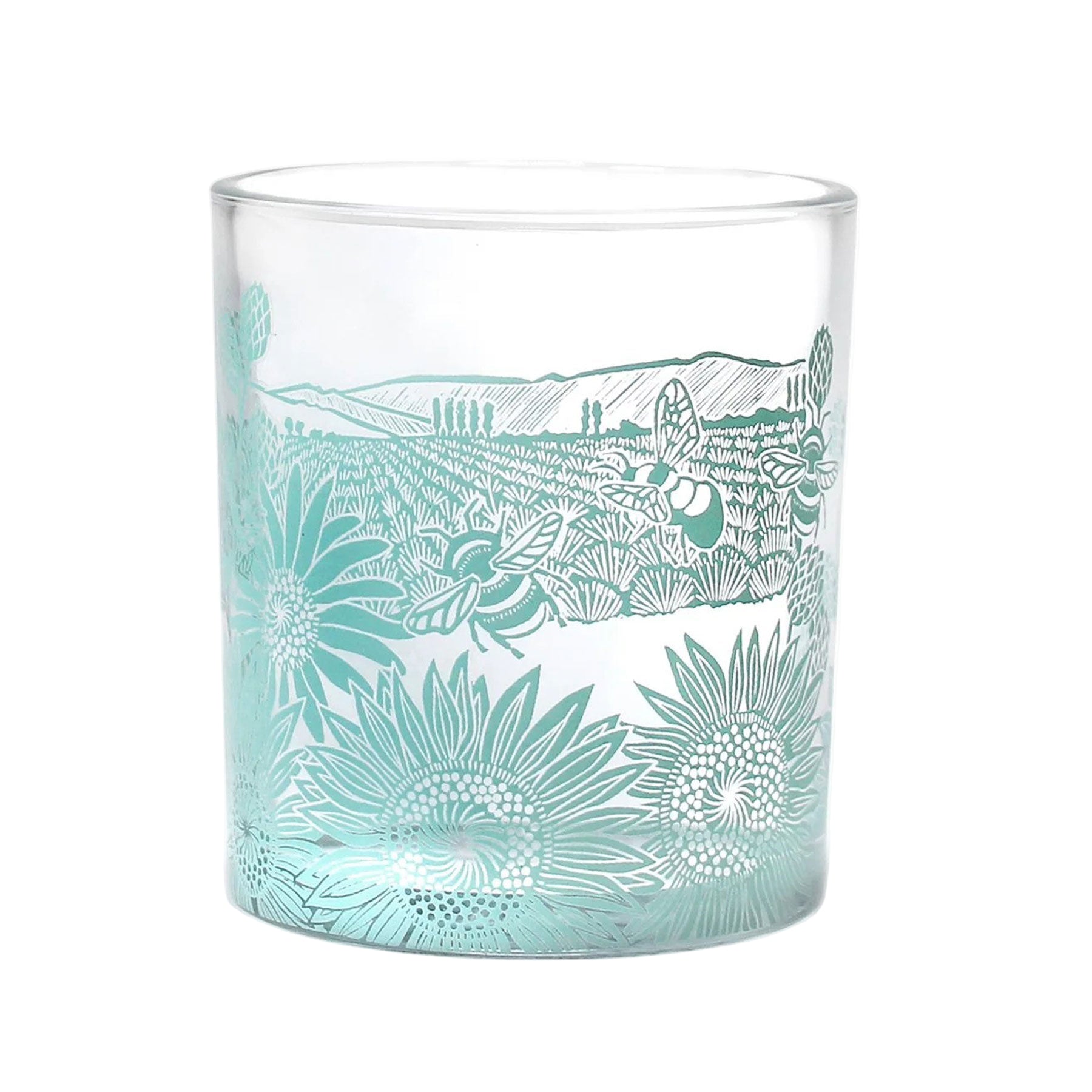 Sunflower & bees glass tumbler 300ml