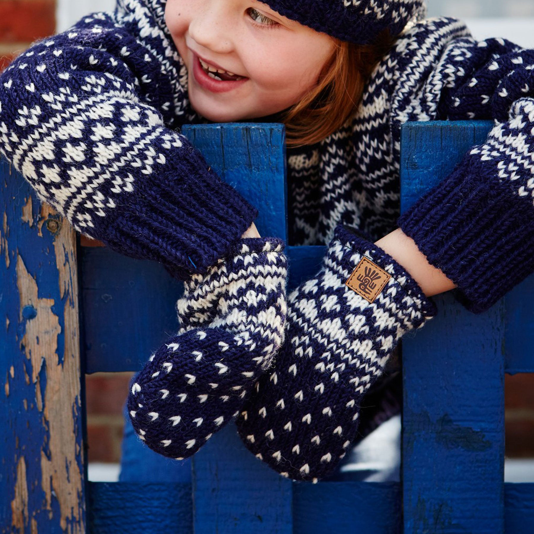 Kids bergen navy mittens