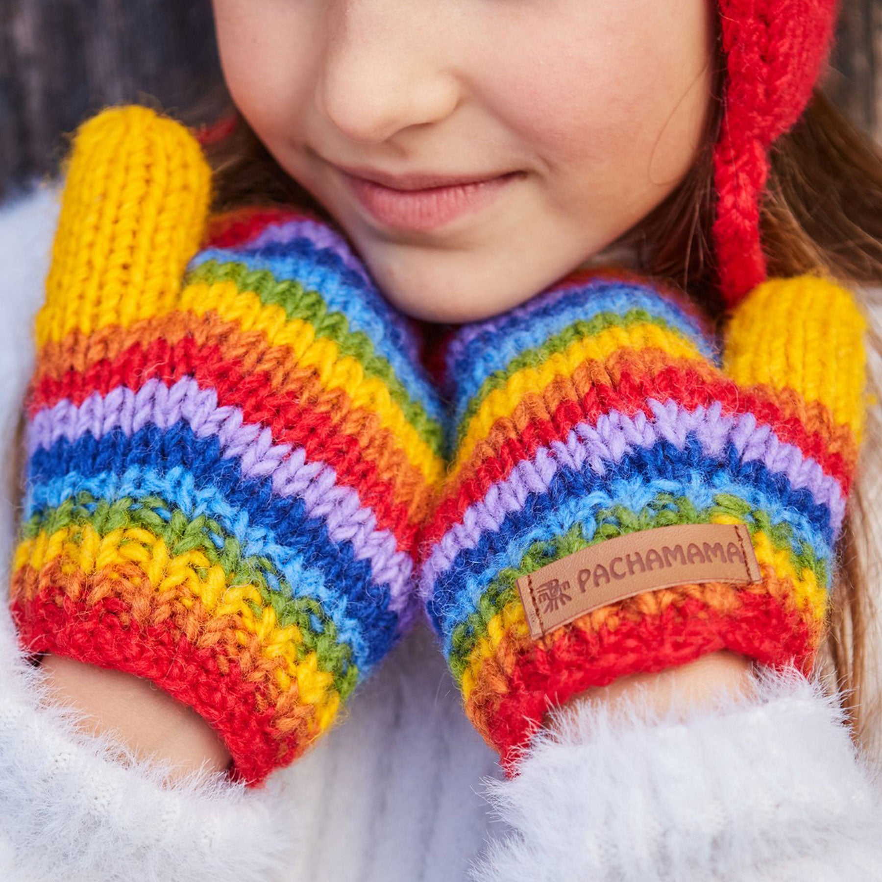 Kids rainbow mittens