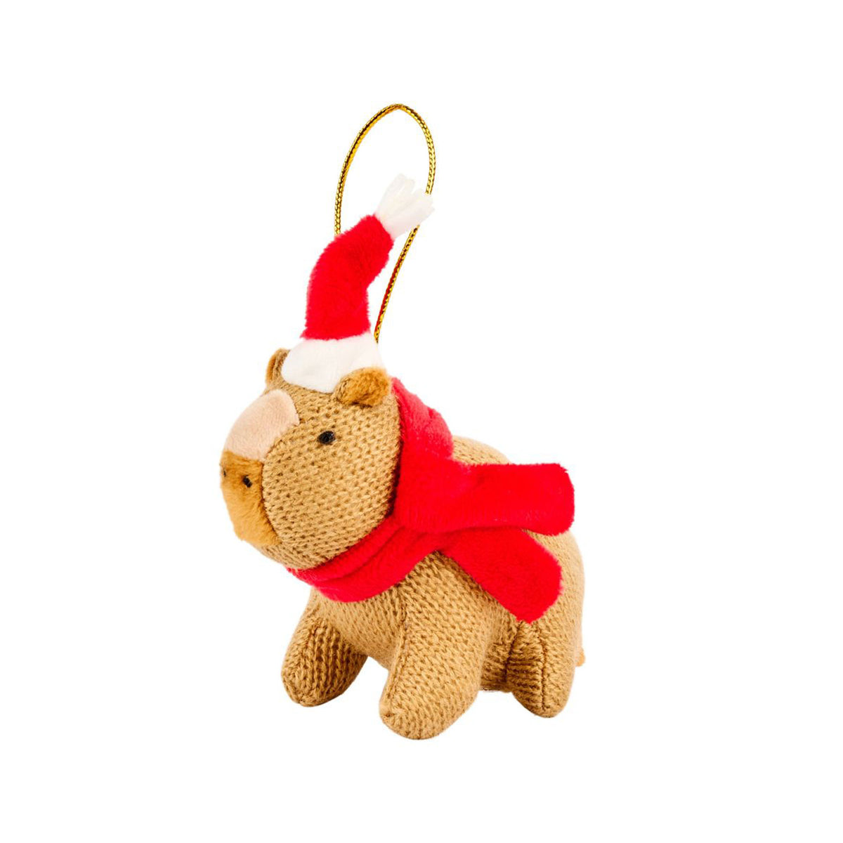 Knitted capybara hanging decoration