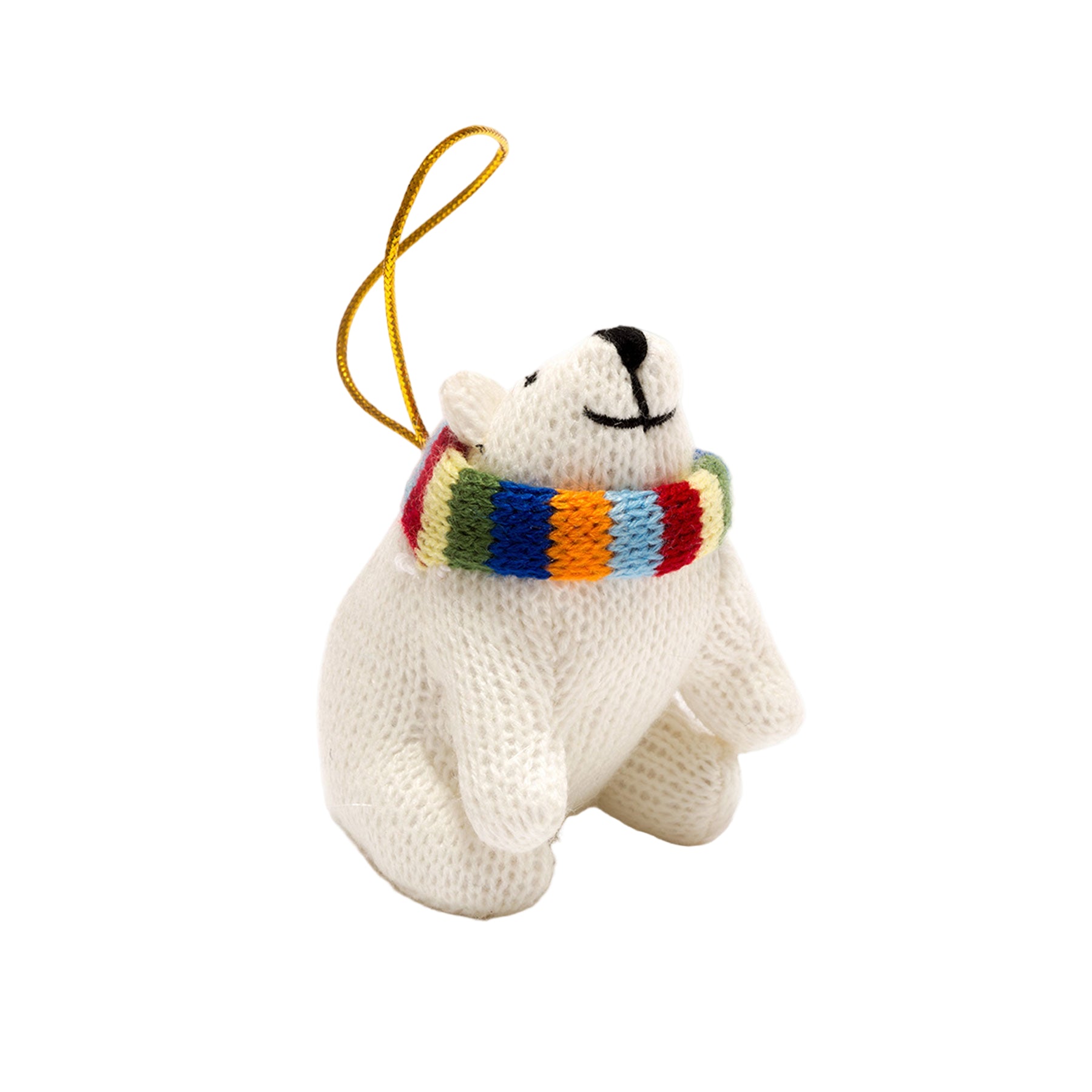 Knitted polar bear hanging decoration