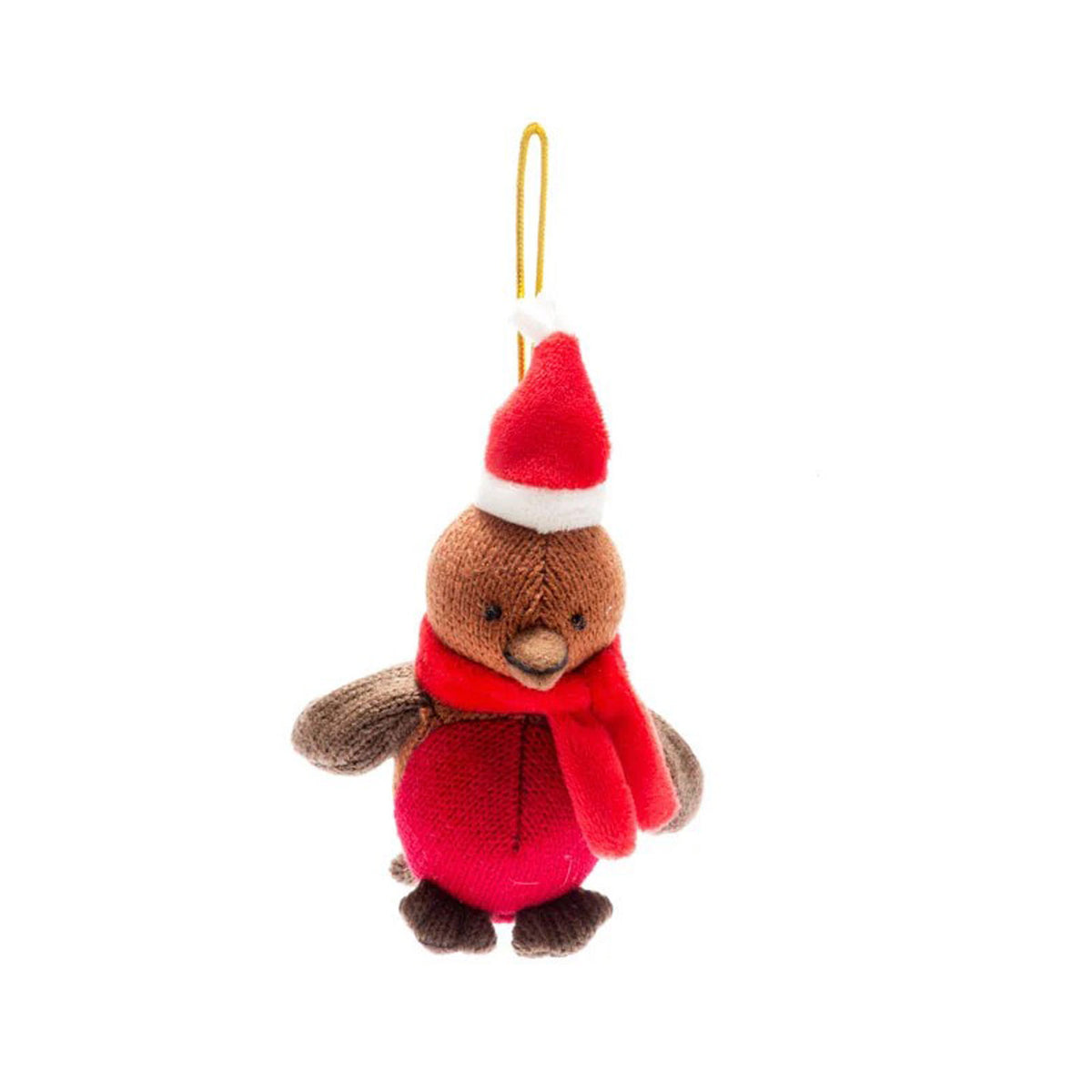 Knitted robin hanging decoration
