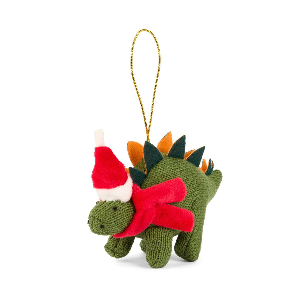 Knitted stegosaurus hanging decoration