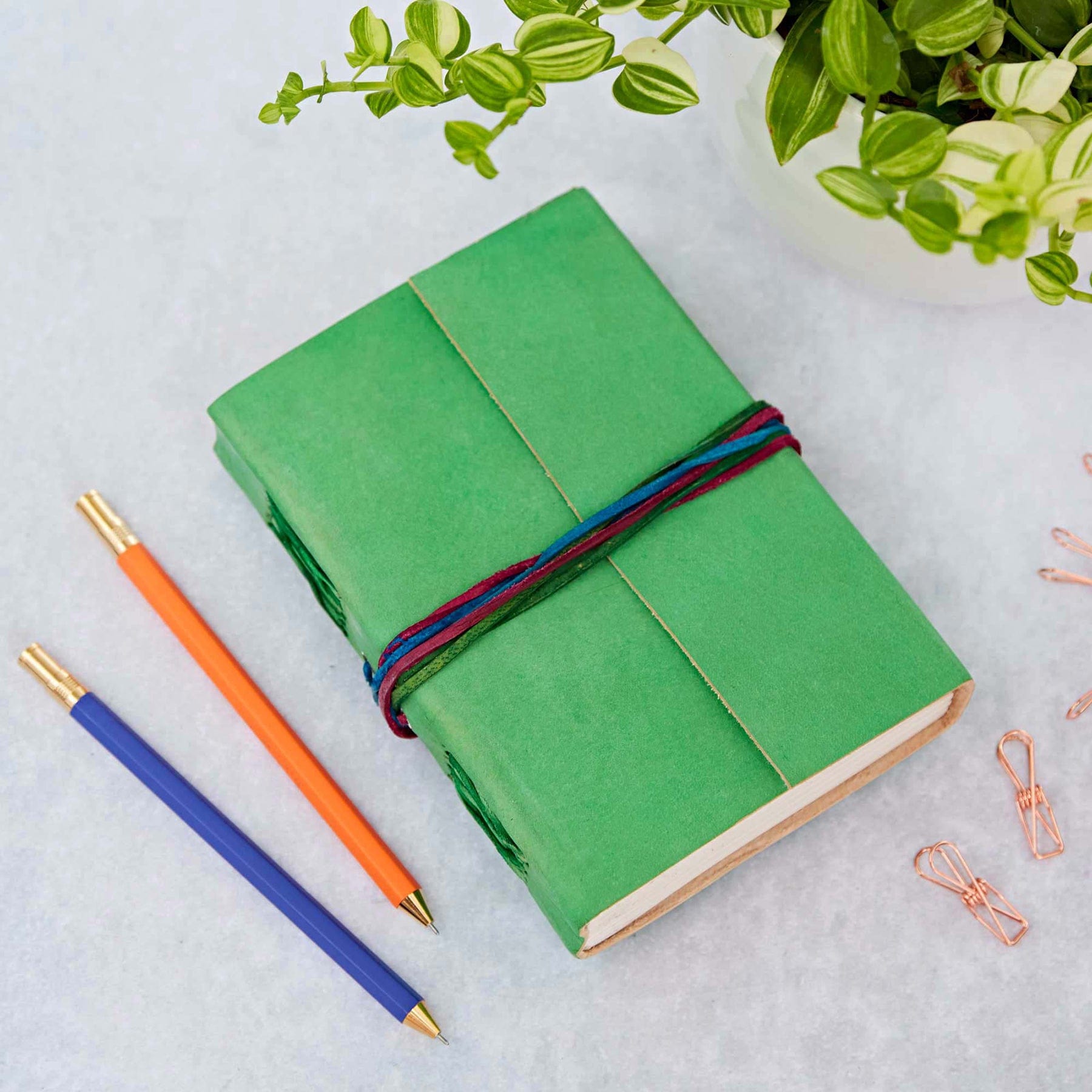 Leather journal green