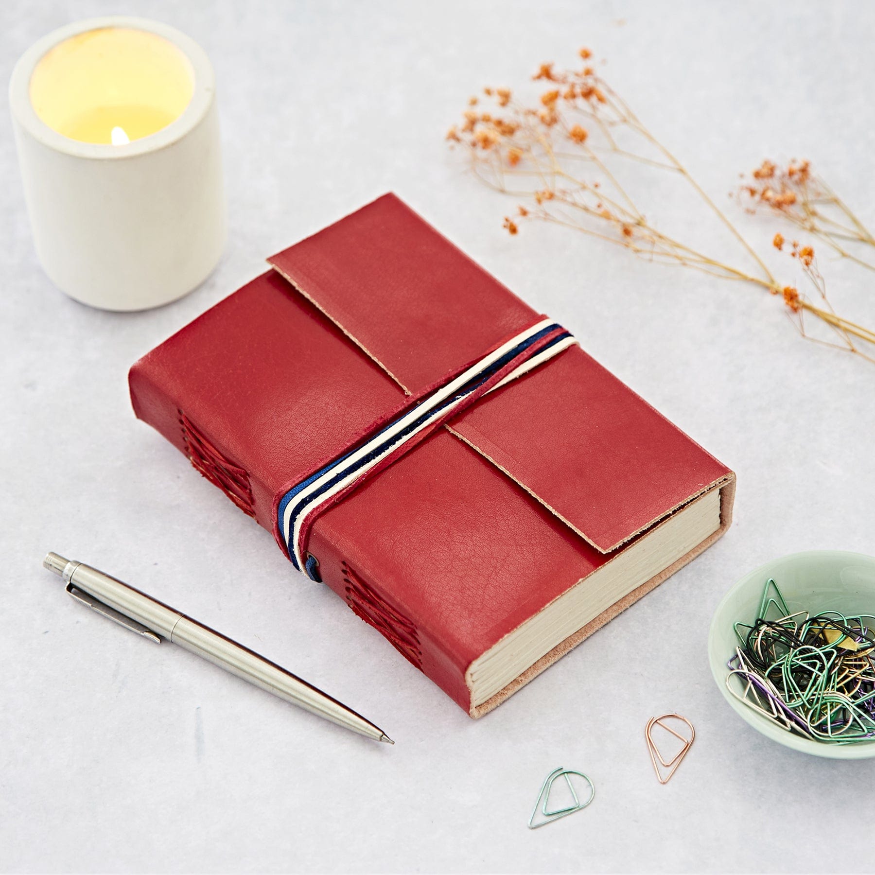 Red leather journal