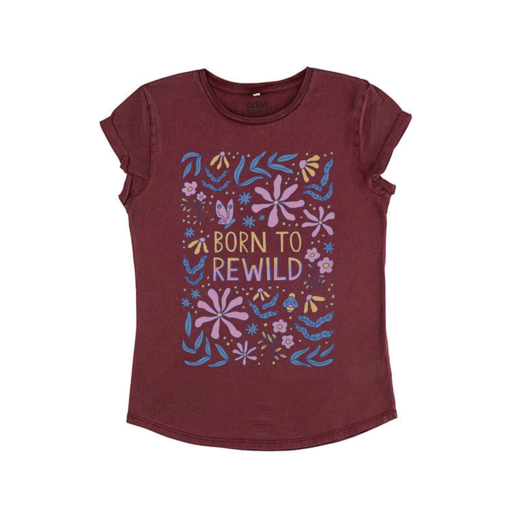 Ladies born to rewild t-shirt berry