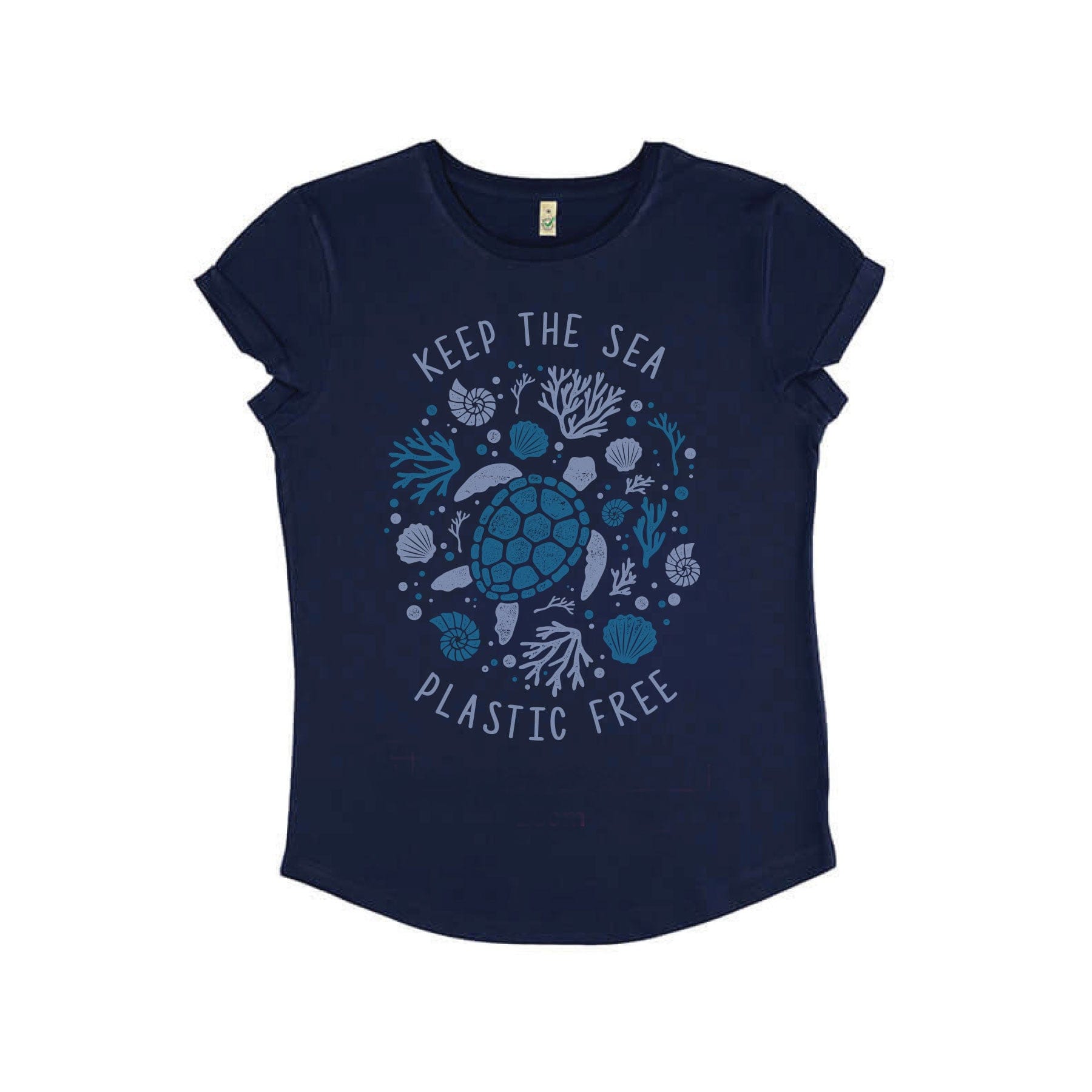 Ladies keep the sea plastic free t-shirt navy