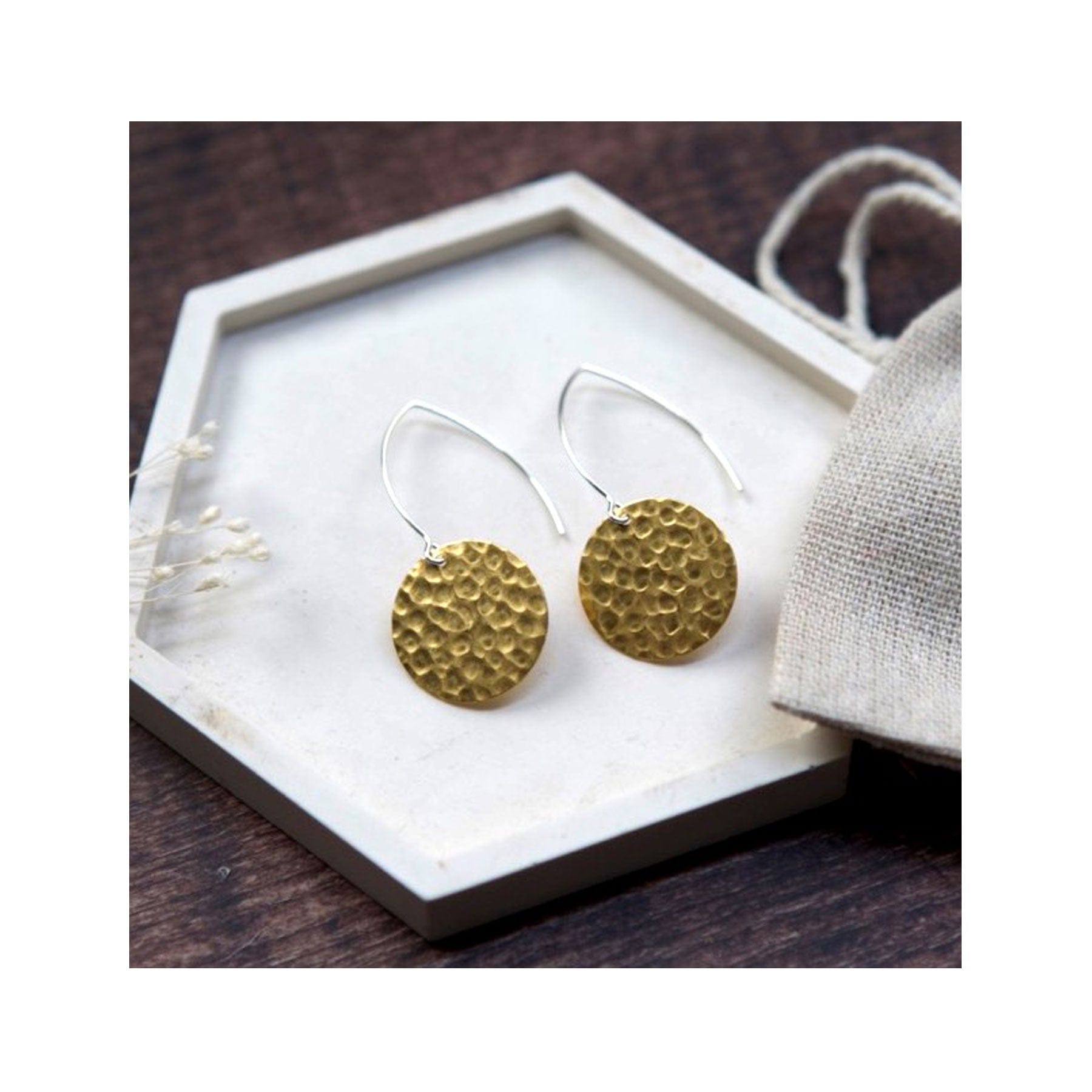 Large brass earrings disc