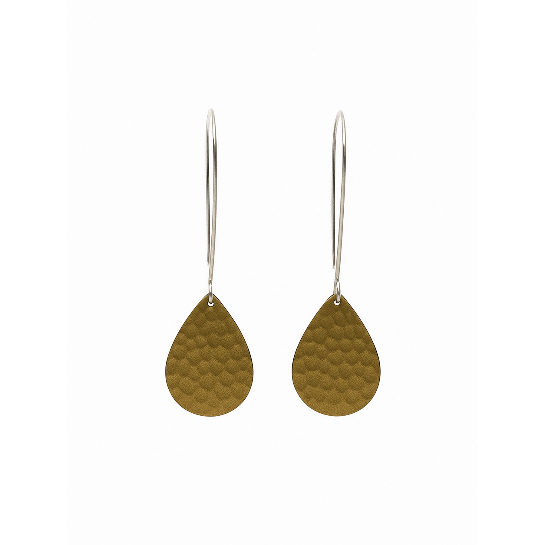 Large brass earrings teardrop
