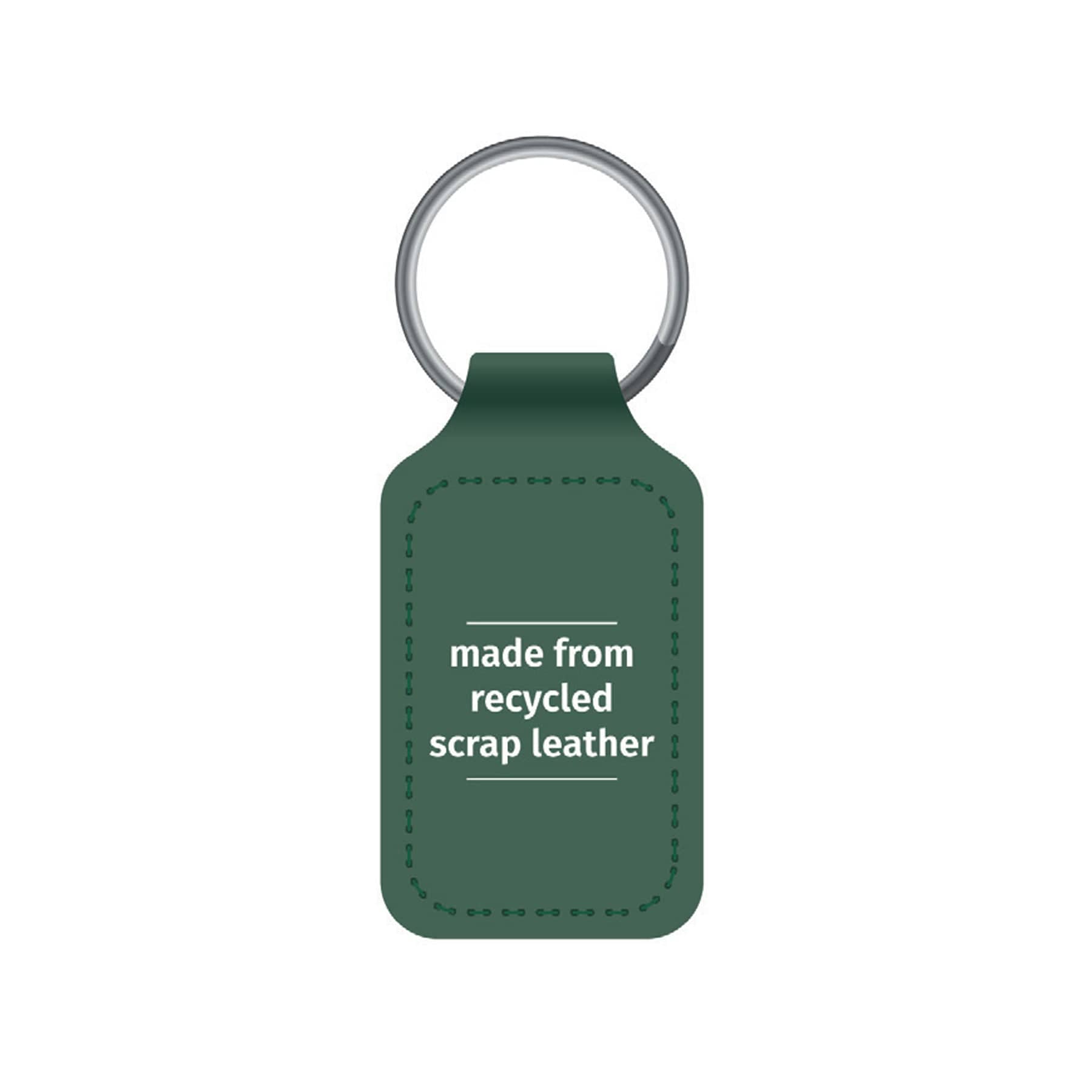 Green logo recycled leather keyring