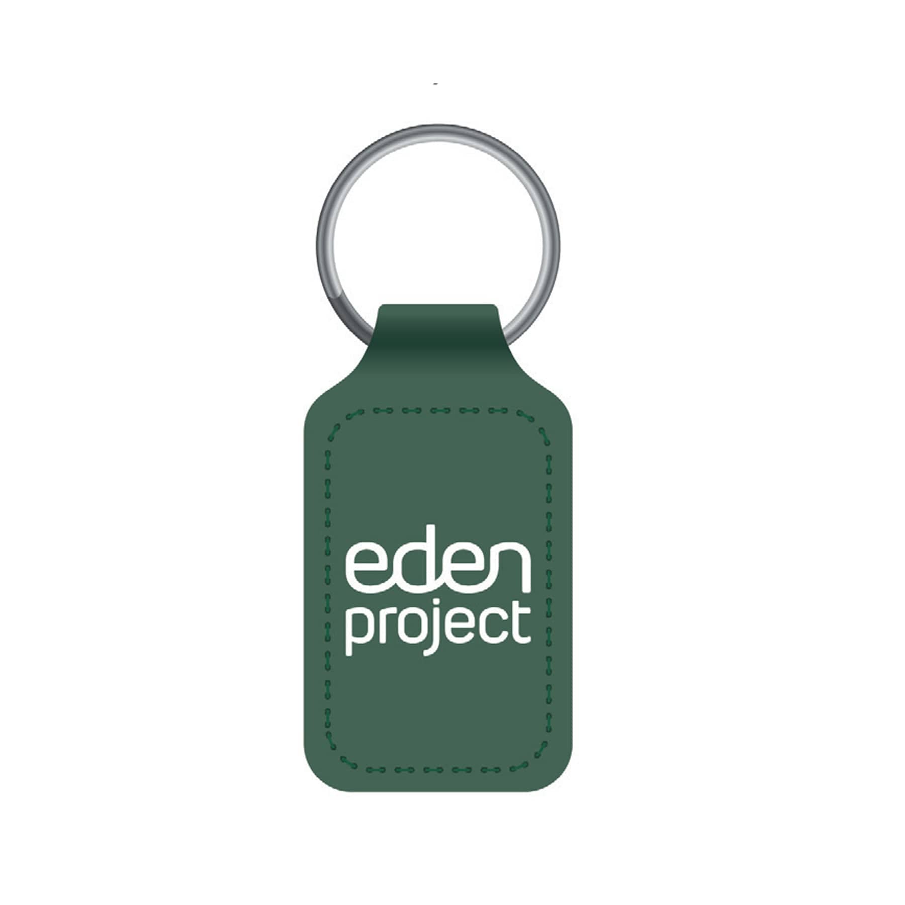 Green logo recycled leather keyring