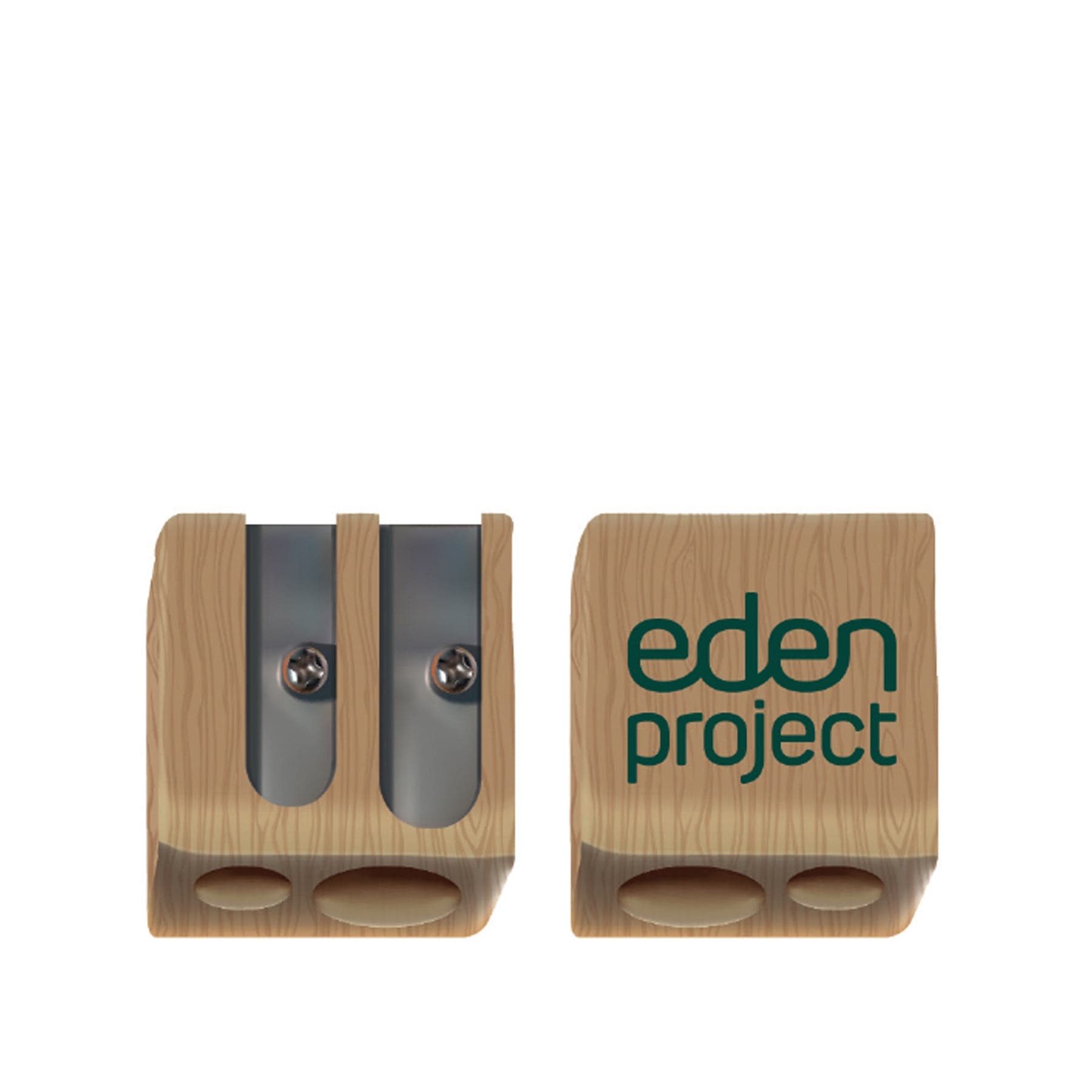 Green logo wooden sharpener