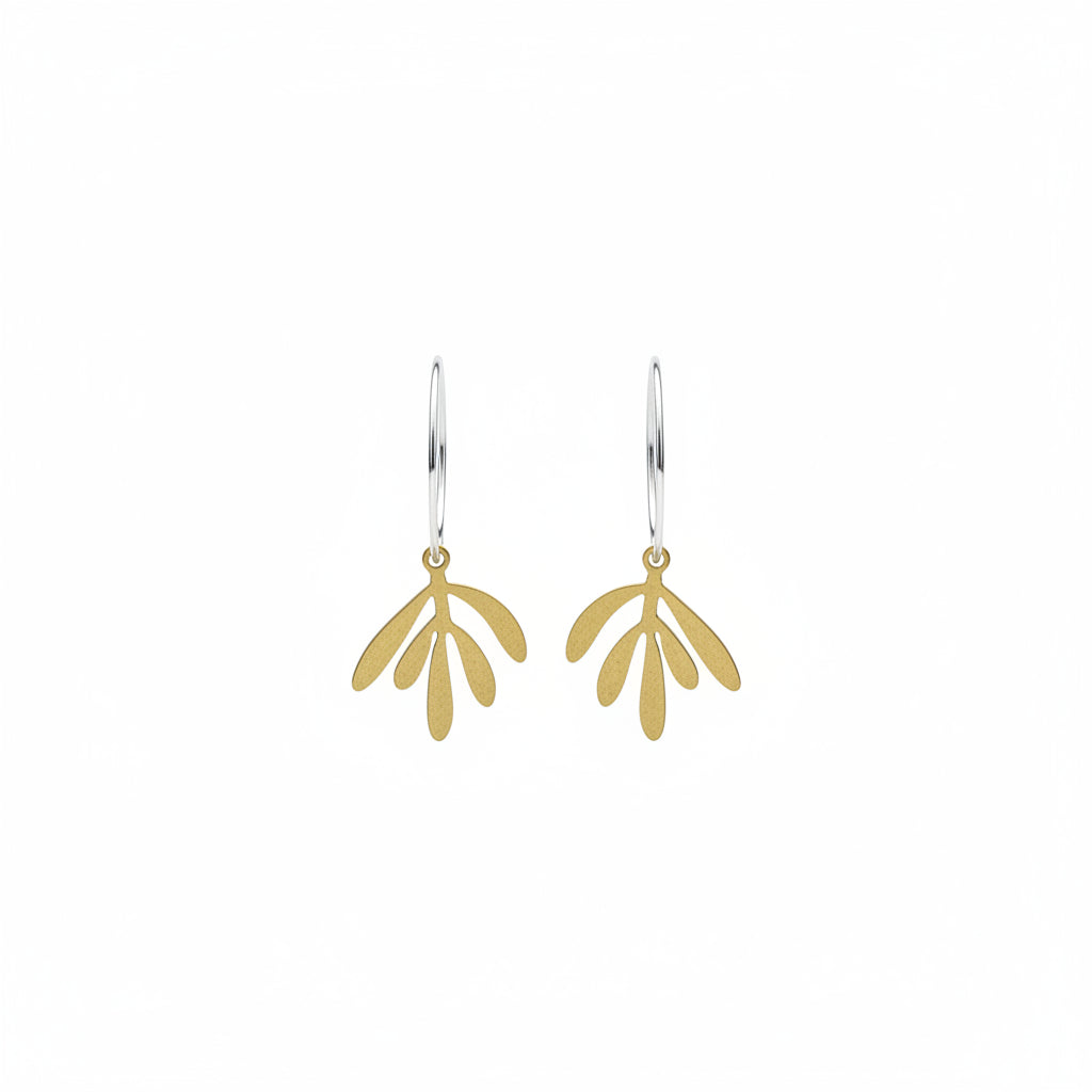 Medium brass earrings olive branch