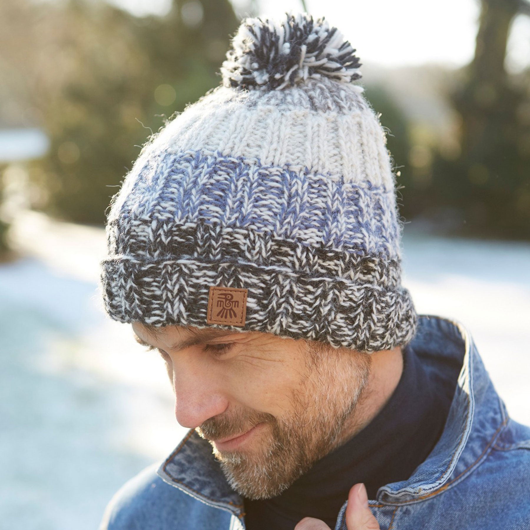 Mens bruges blue bobble beanie