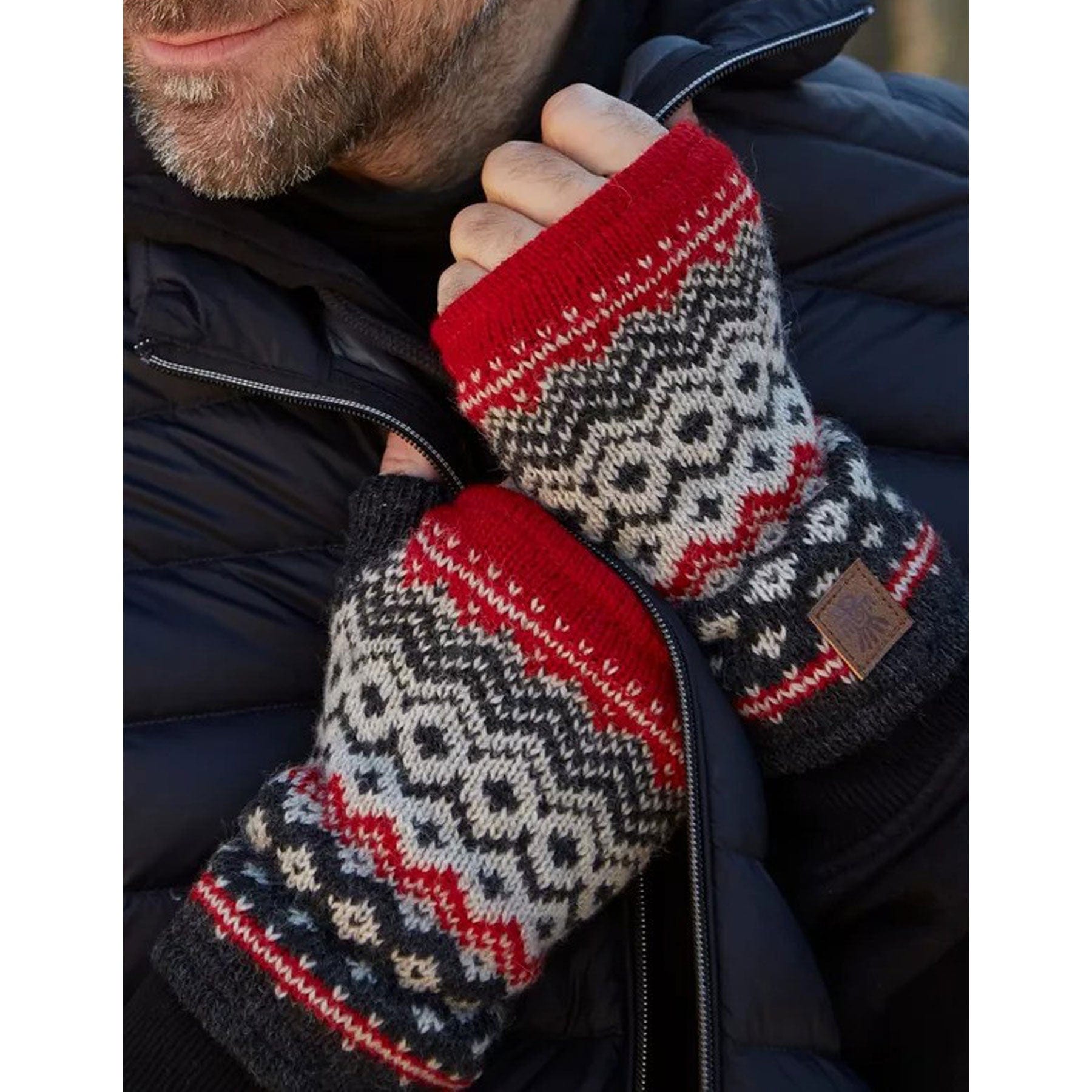 Mens nordic handwarmer red