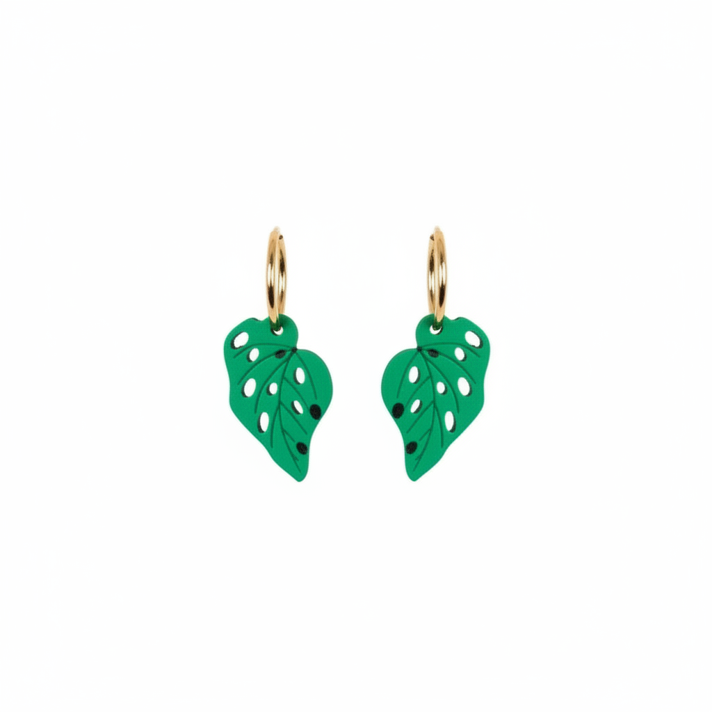 Monstera hoop earrings