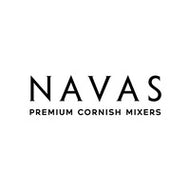 Navas Premium Cornish Mixers logo with bold black text on white background, beverage brand identity, Cornish drink mixers branding