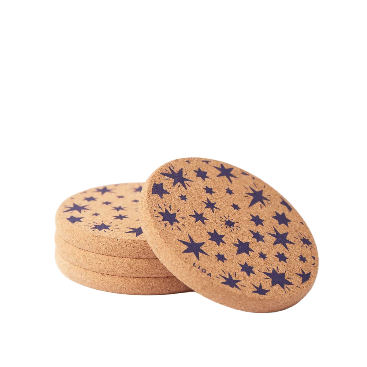 Navy stars cork coaster