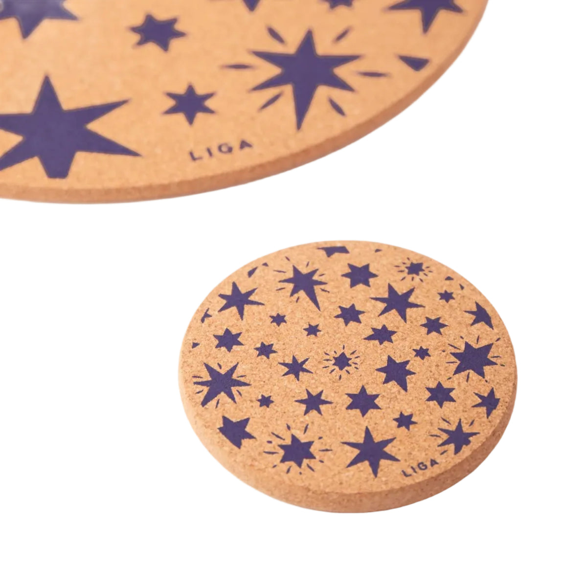 Navy stars cork coaster