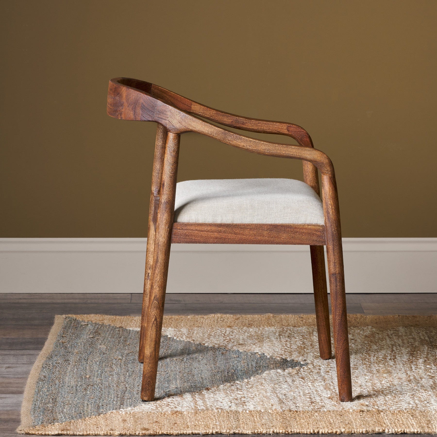 Anbu acacia upholstered dining chair - washed walnut