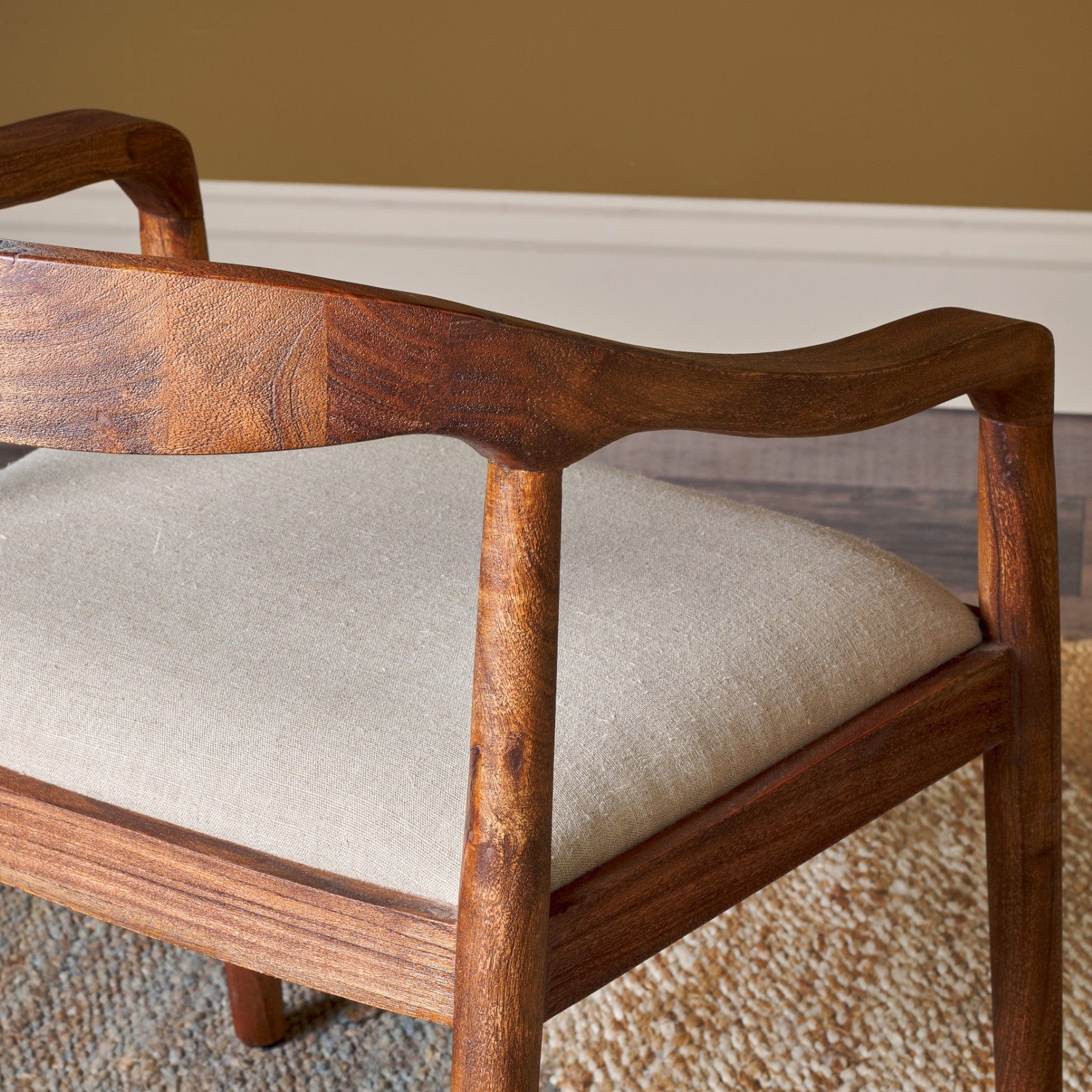 Anbu acacia upholstered dining chair - washed walnut