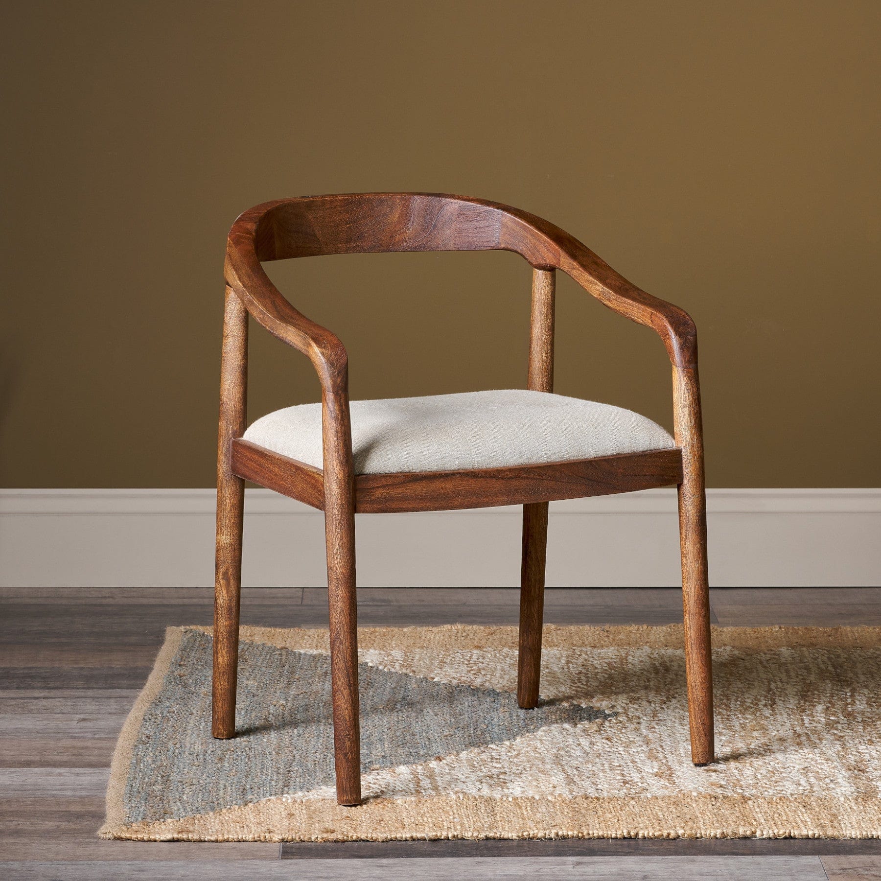 Anbu acacia upholstered dining chair - washed walnut