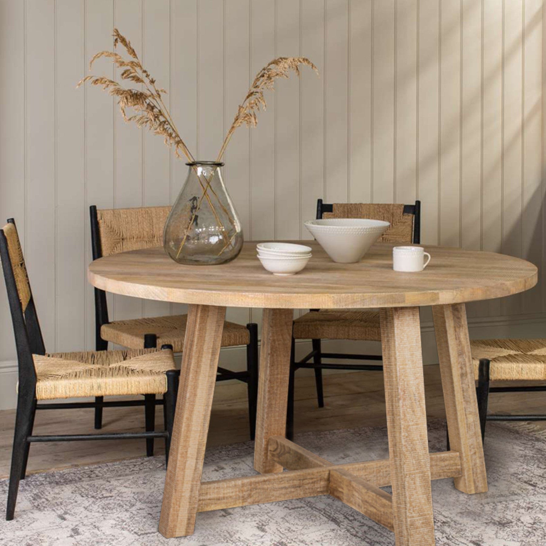 Indali mango wood round dining table  - natural