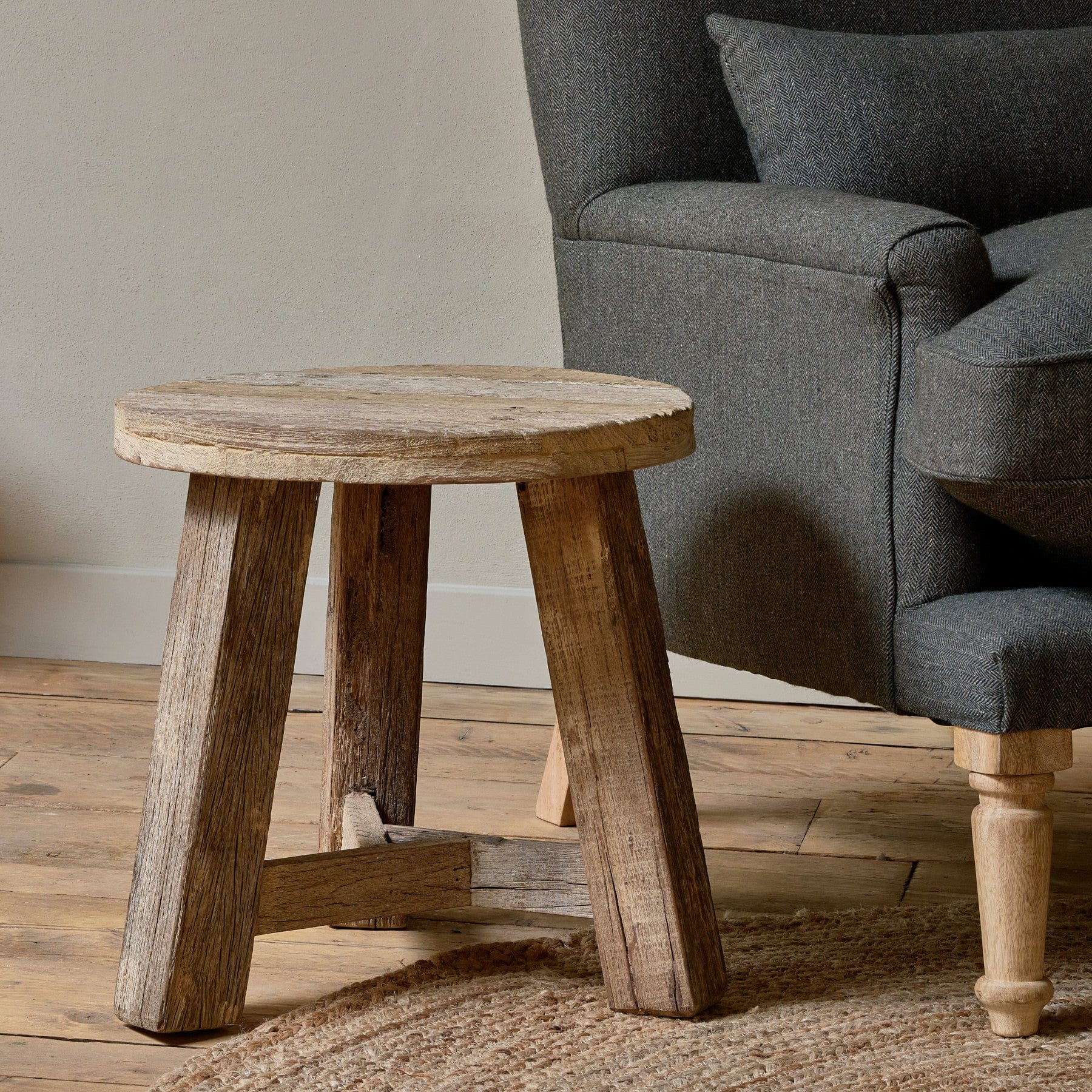 Ibo reclaimed wood round side table - natural